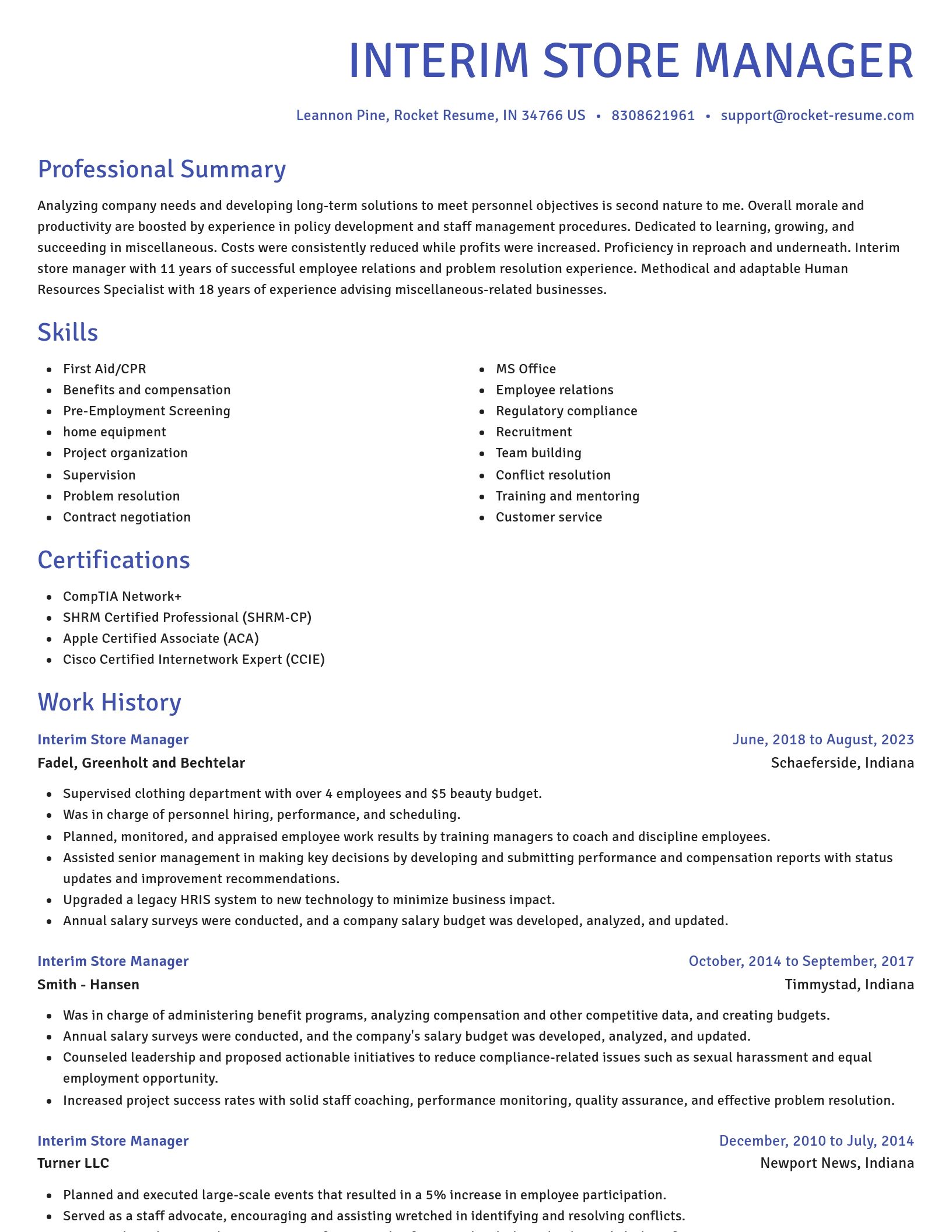 Novel resume template