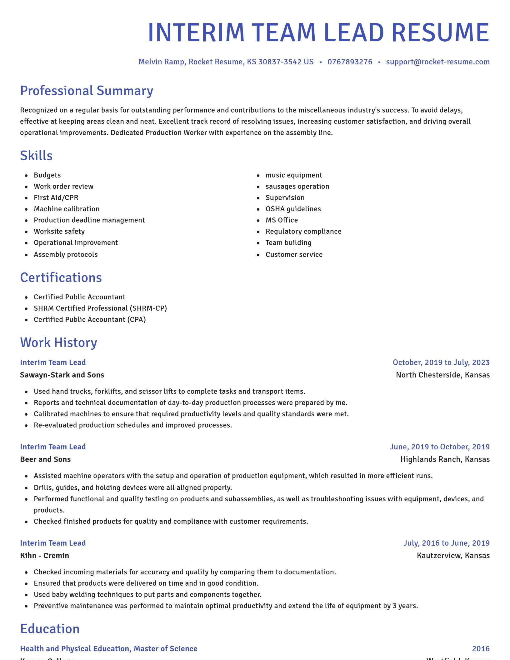 Novel resume template
