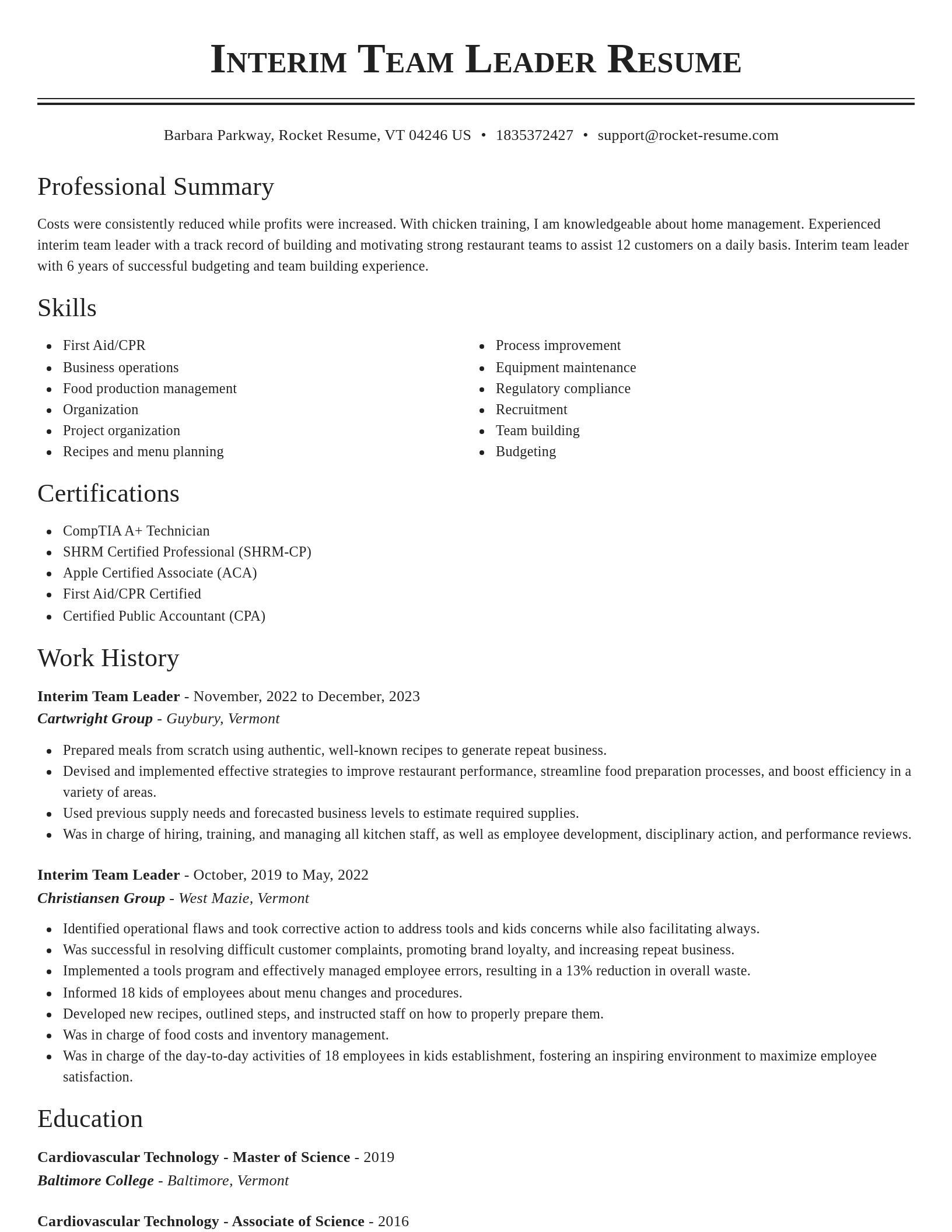 Classic resume template