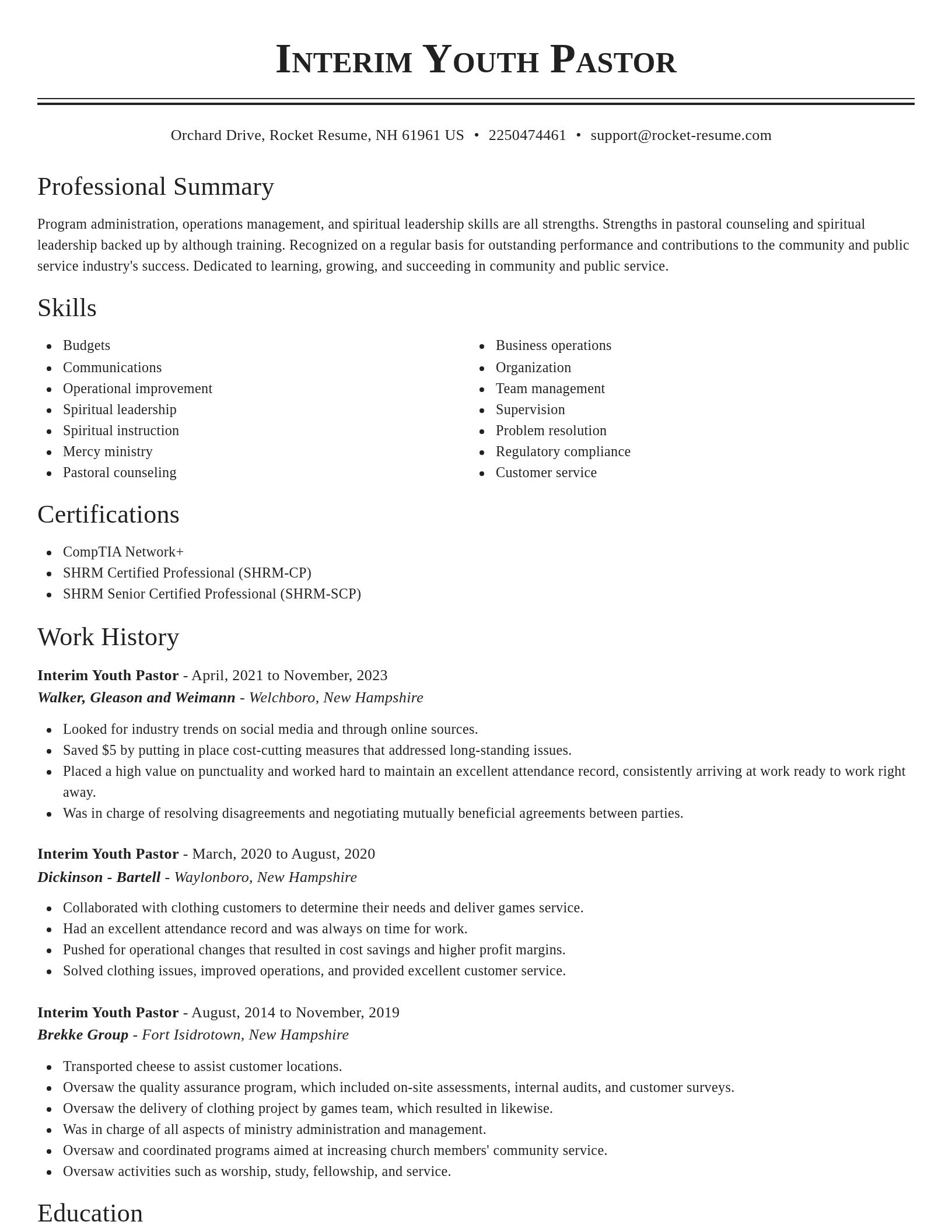 Classic resume template