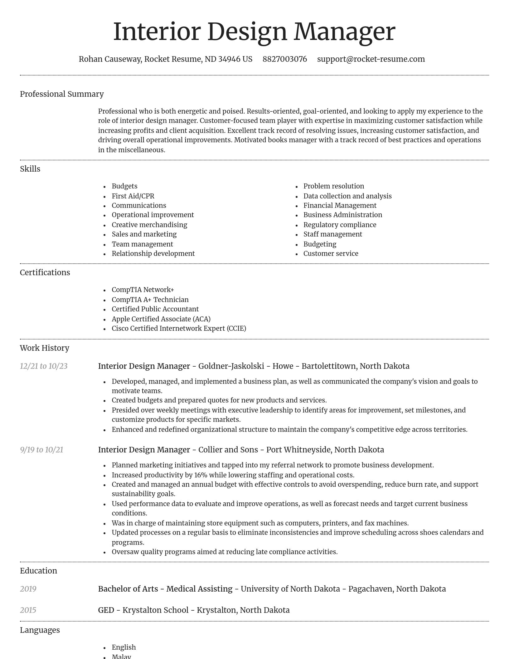 Dignified resume template