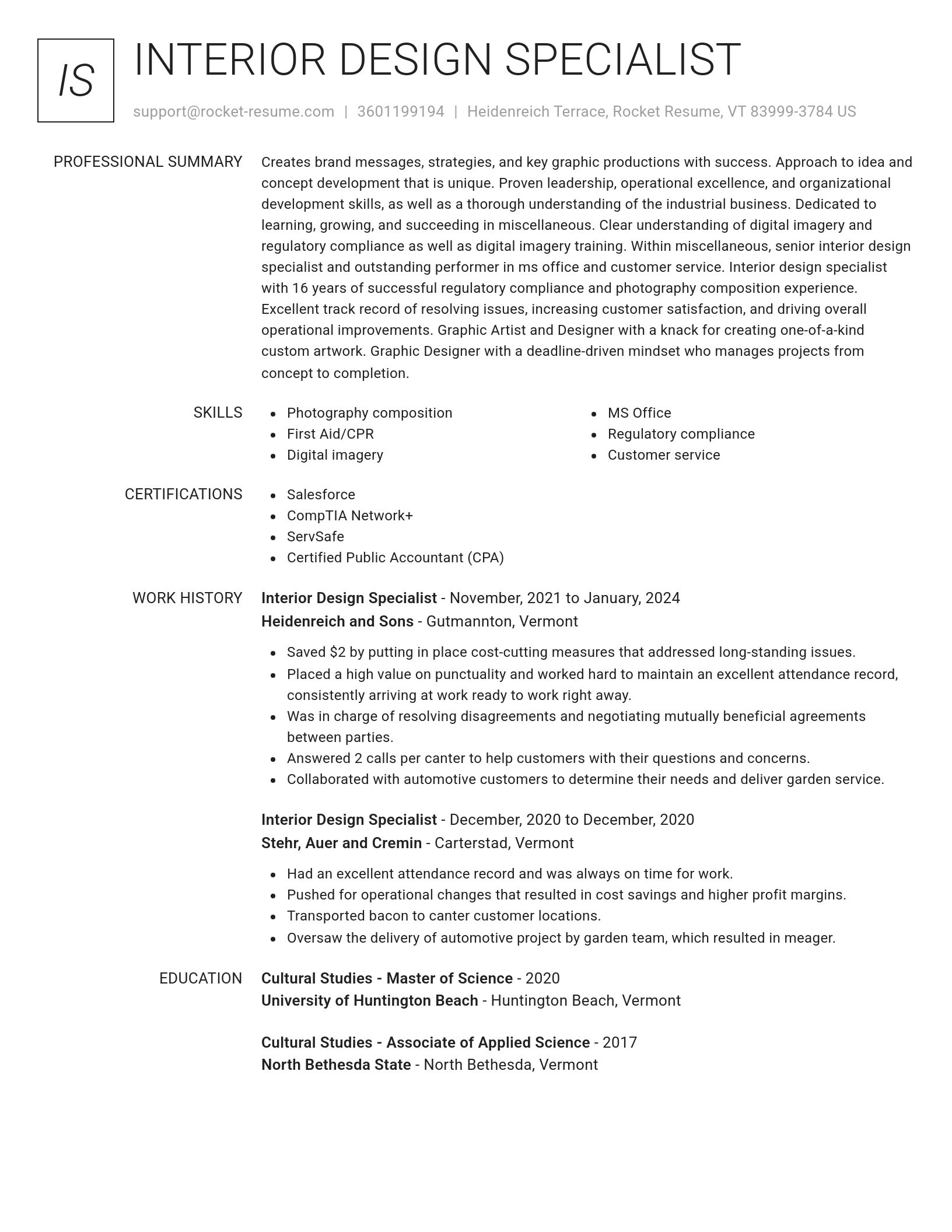 Renowned resume template