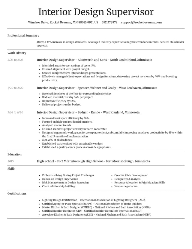Dignified resume template