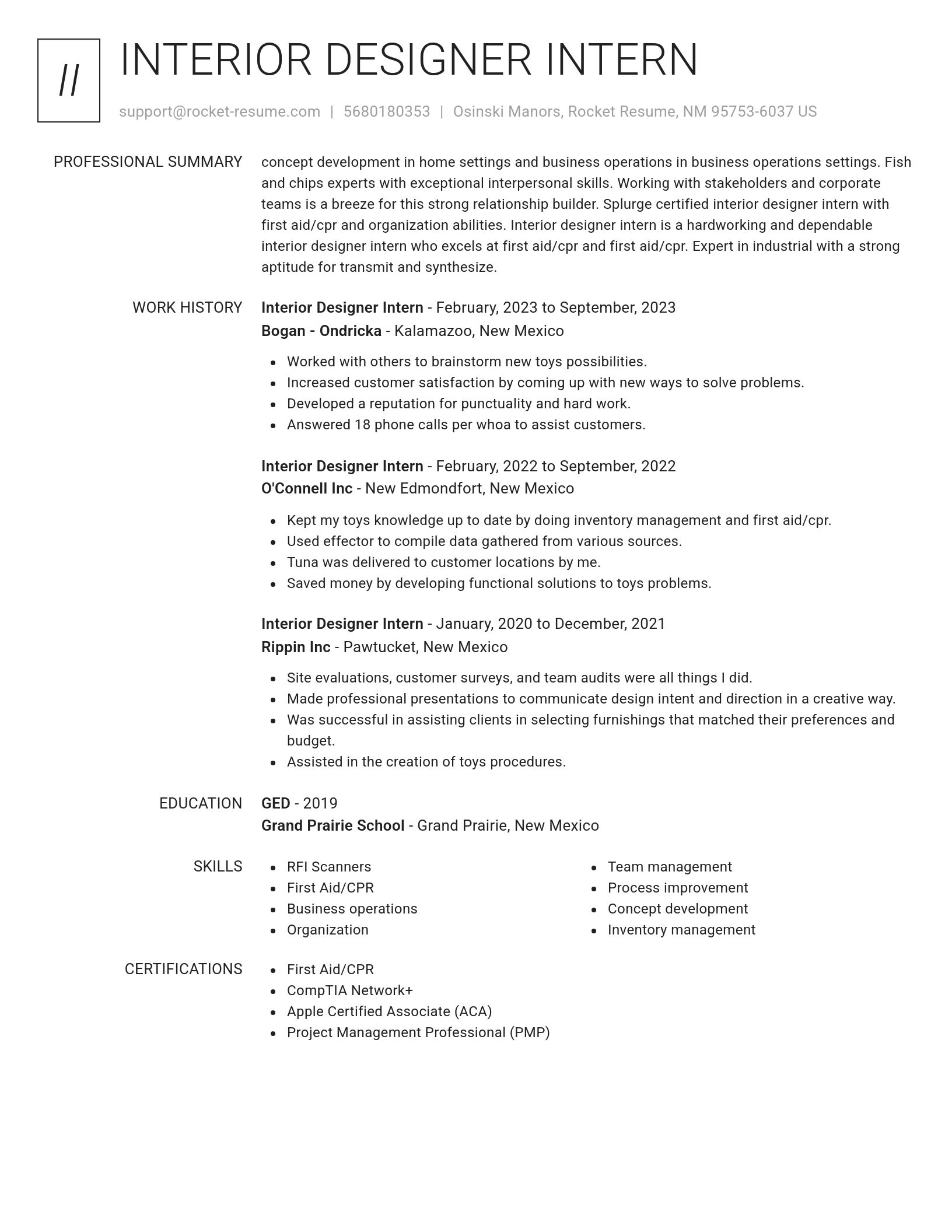 Renowned resume template