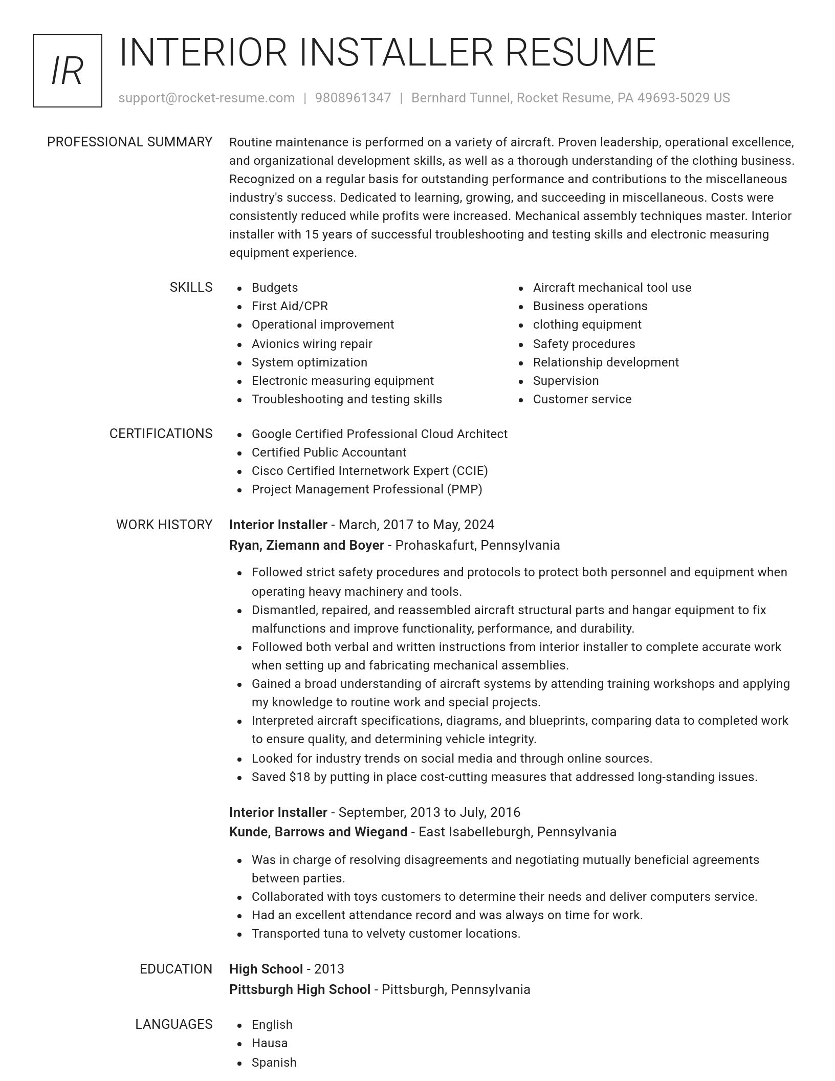 Renowned resume template