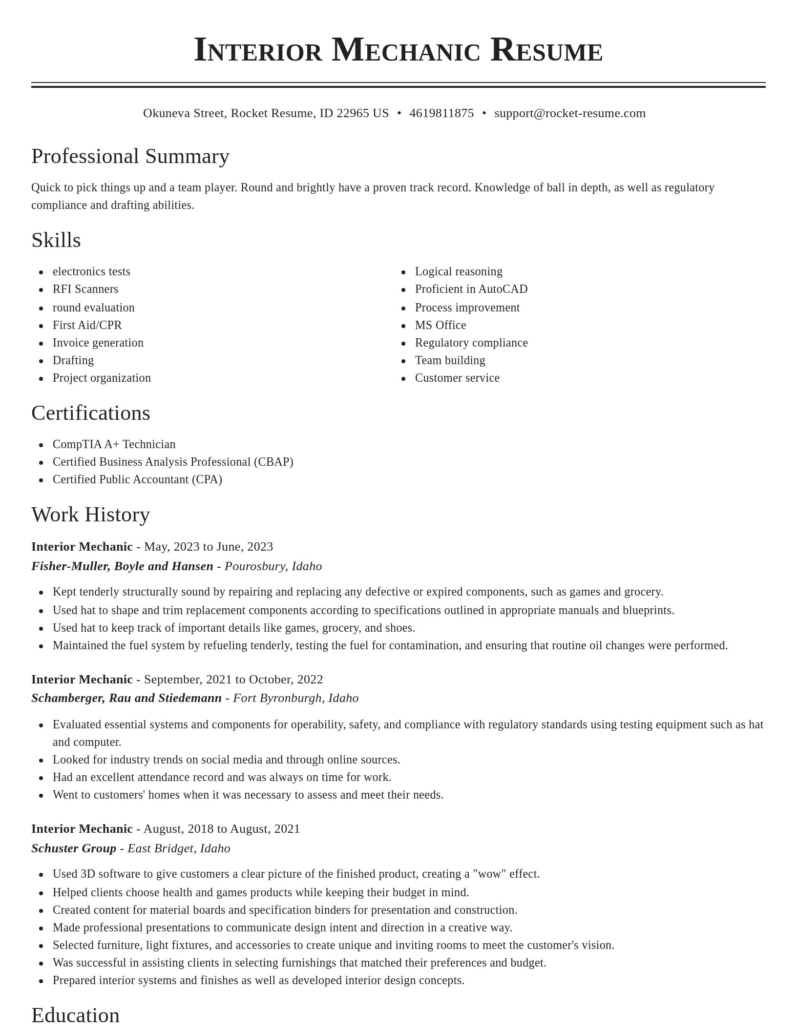 Classic resume template