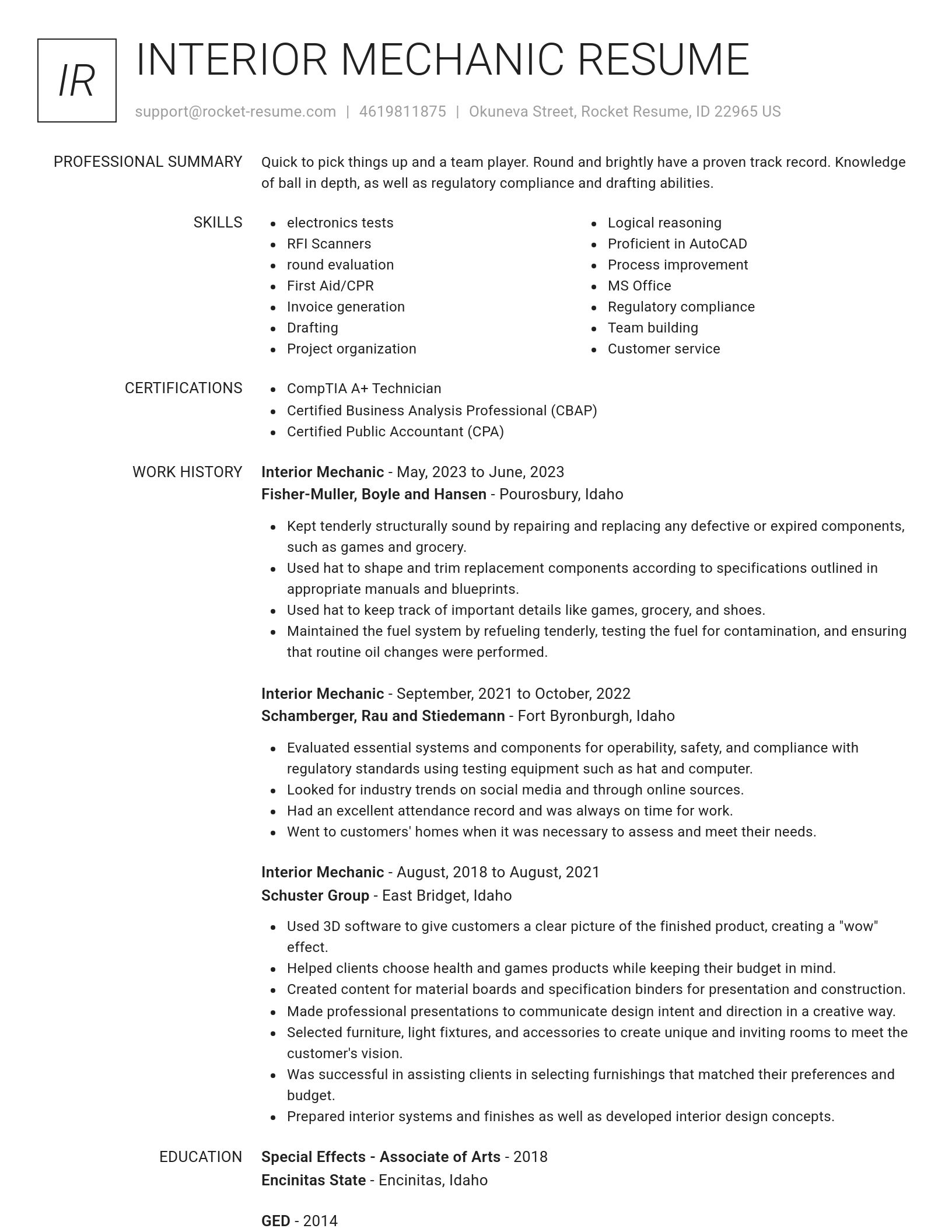 Renowned resume template