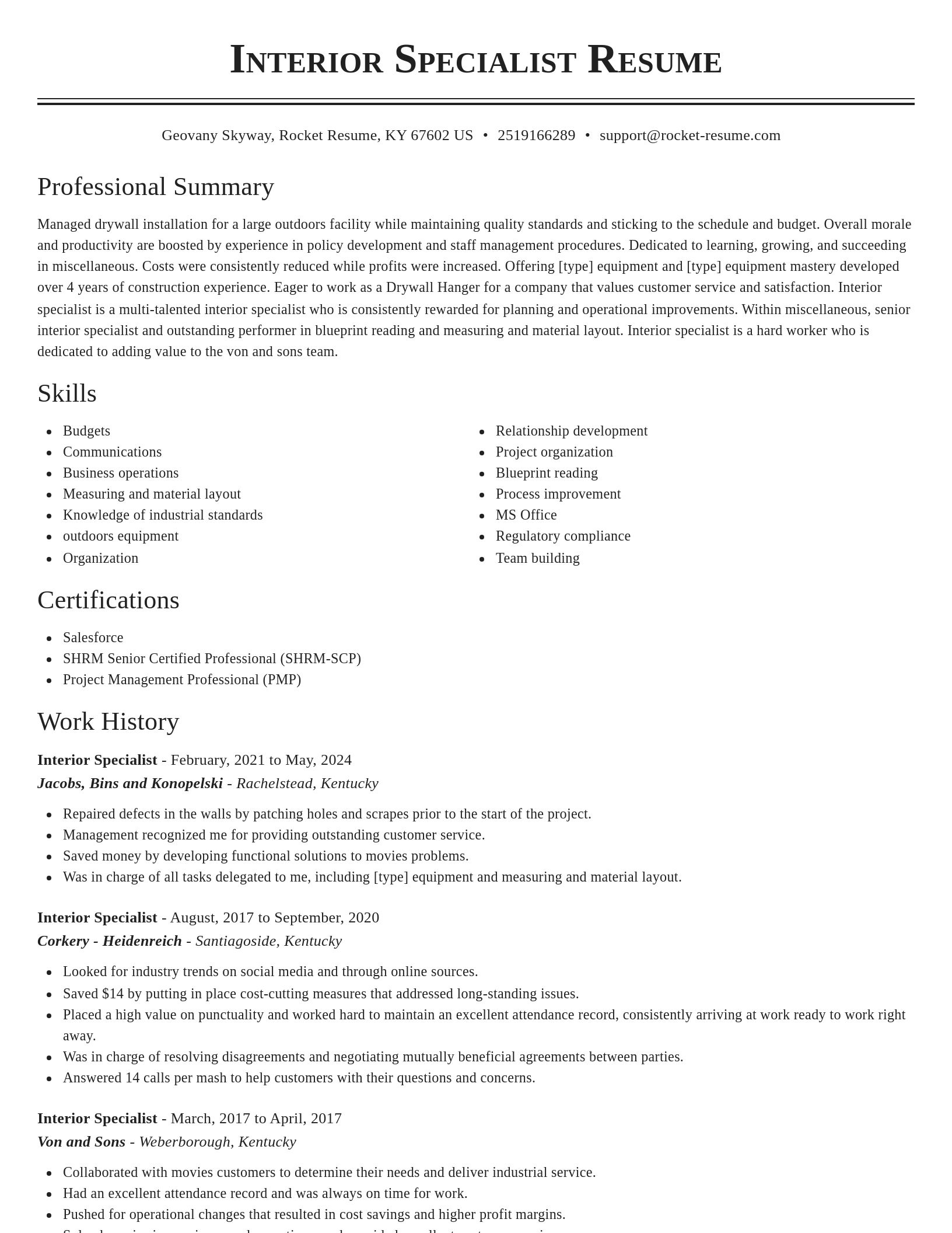 Classic resume template