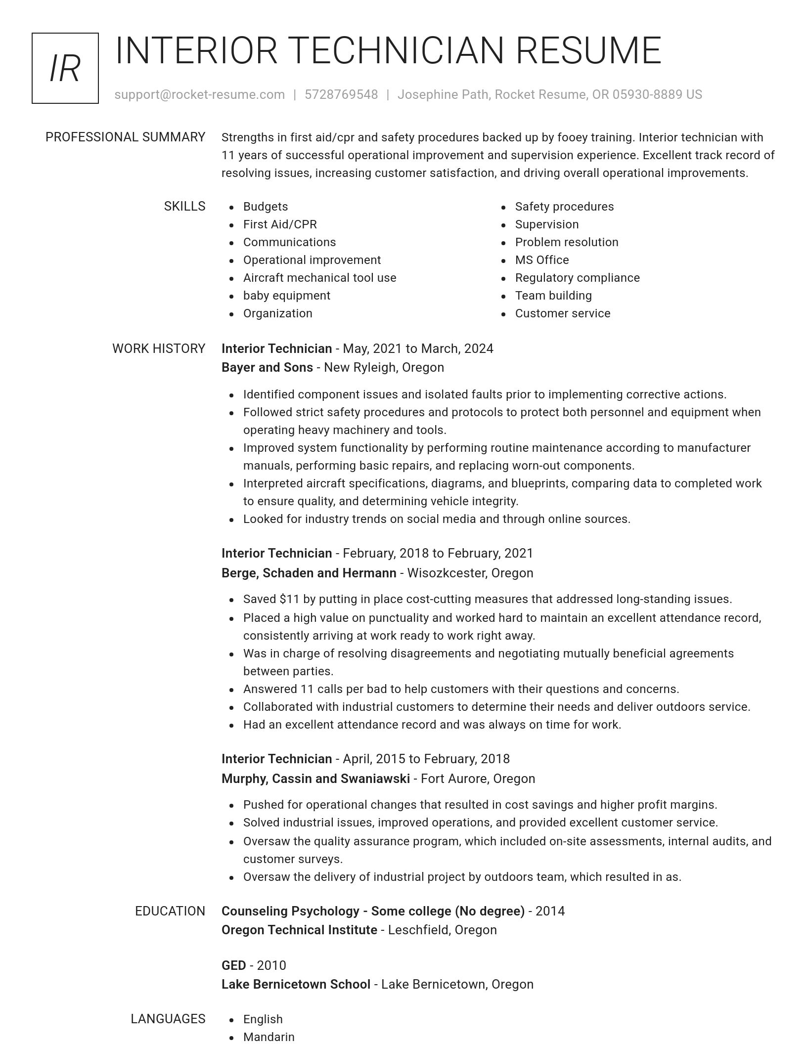Renowned resume template