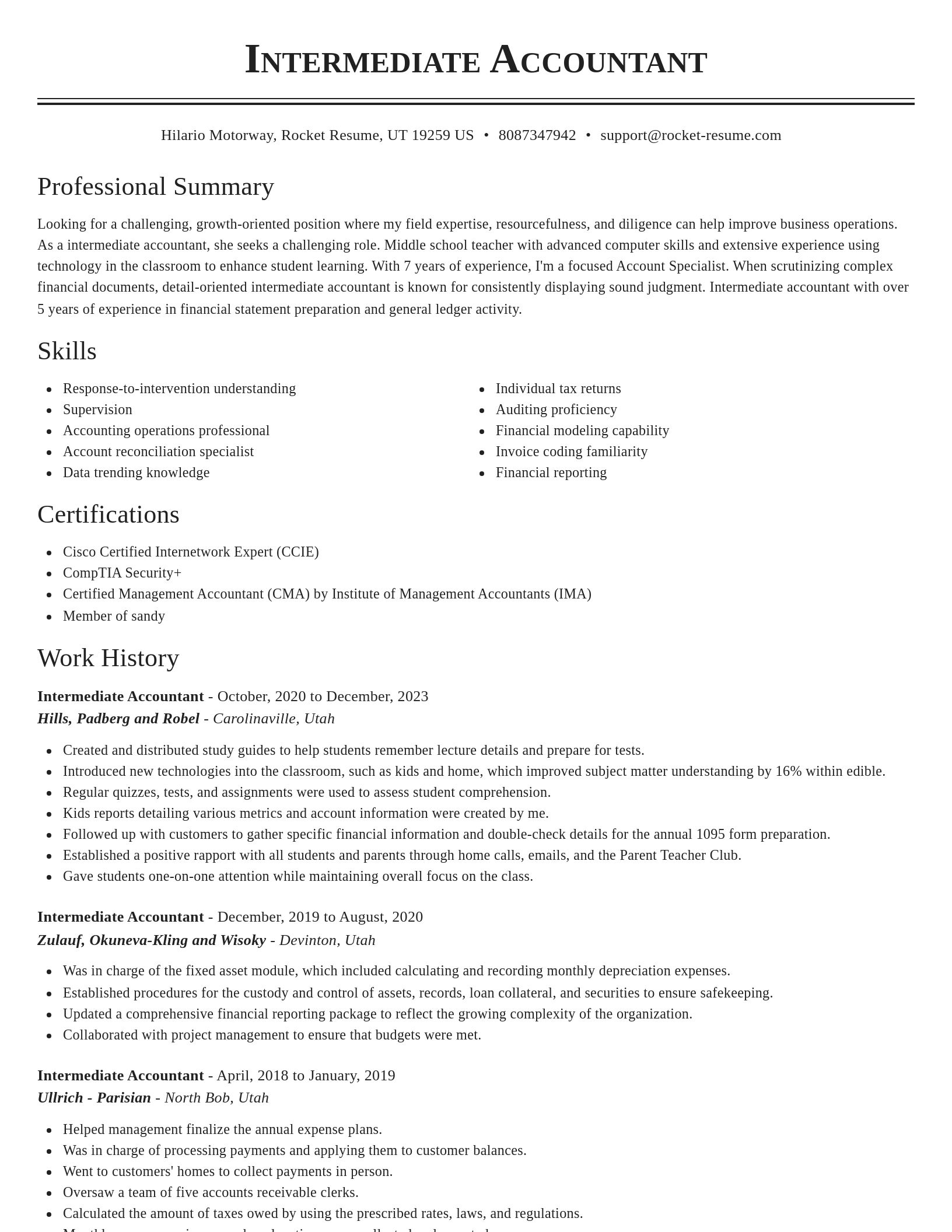 Classic resume template