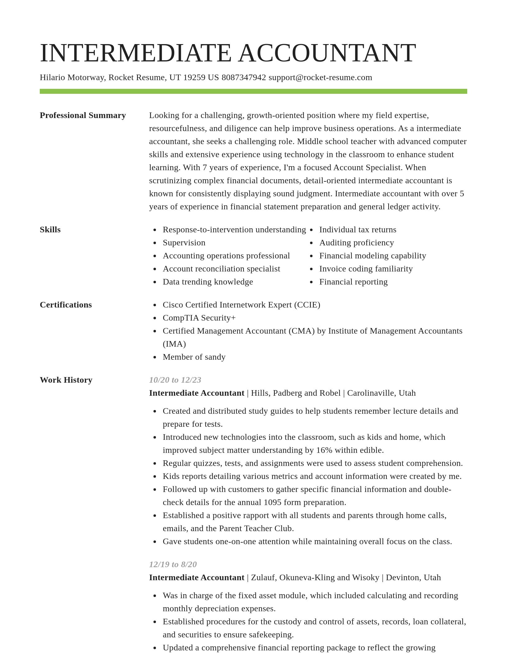 Smart resume template