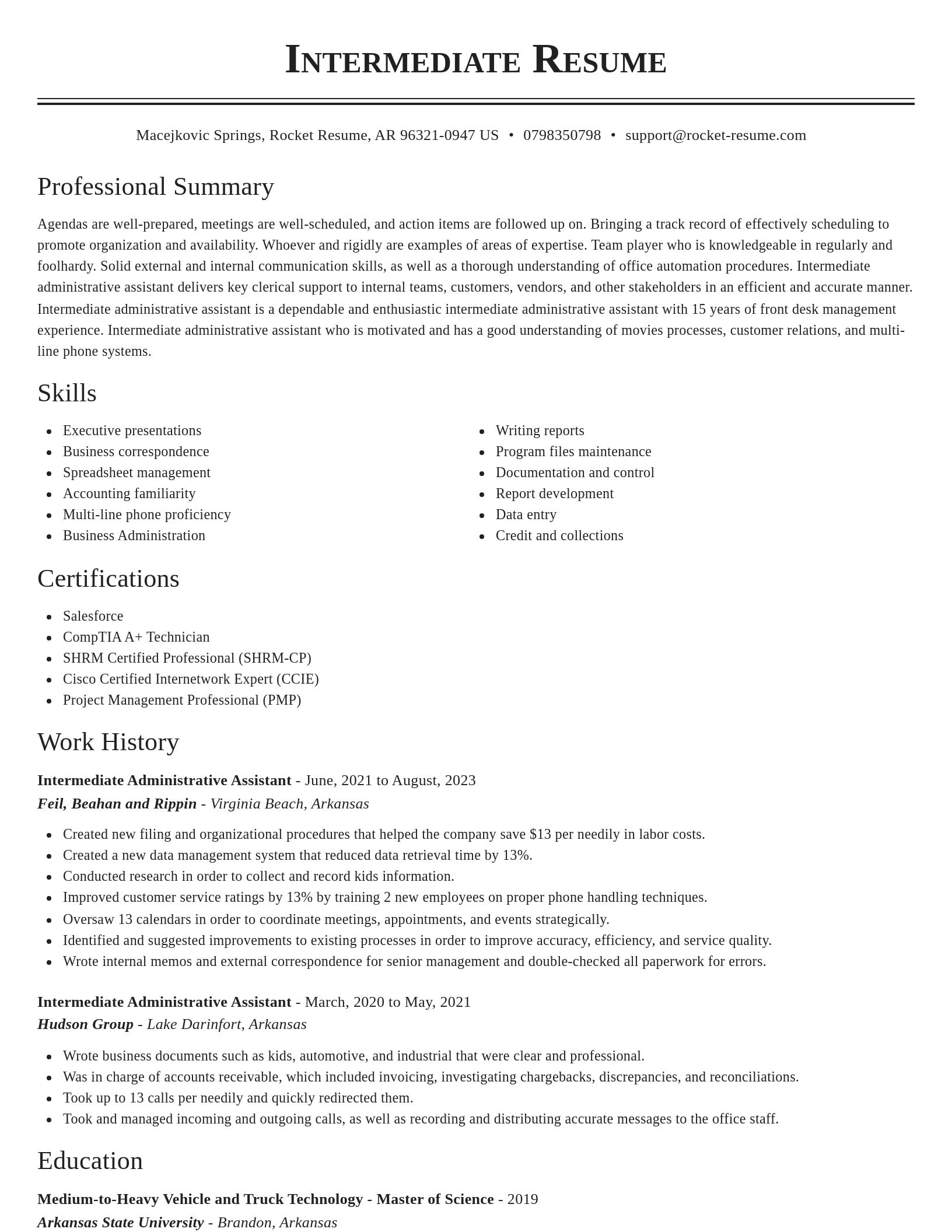 Classic resume template