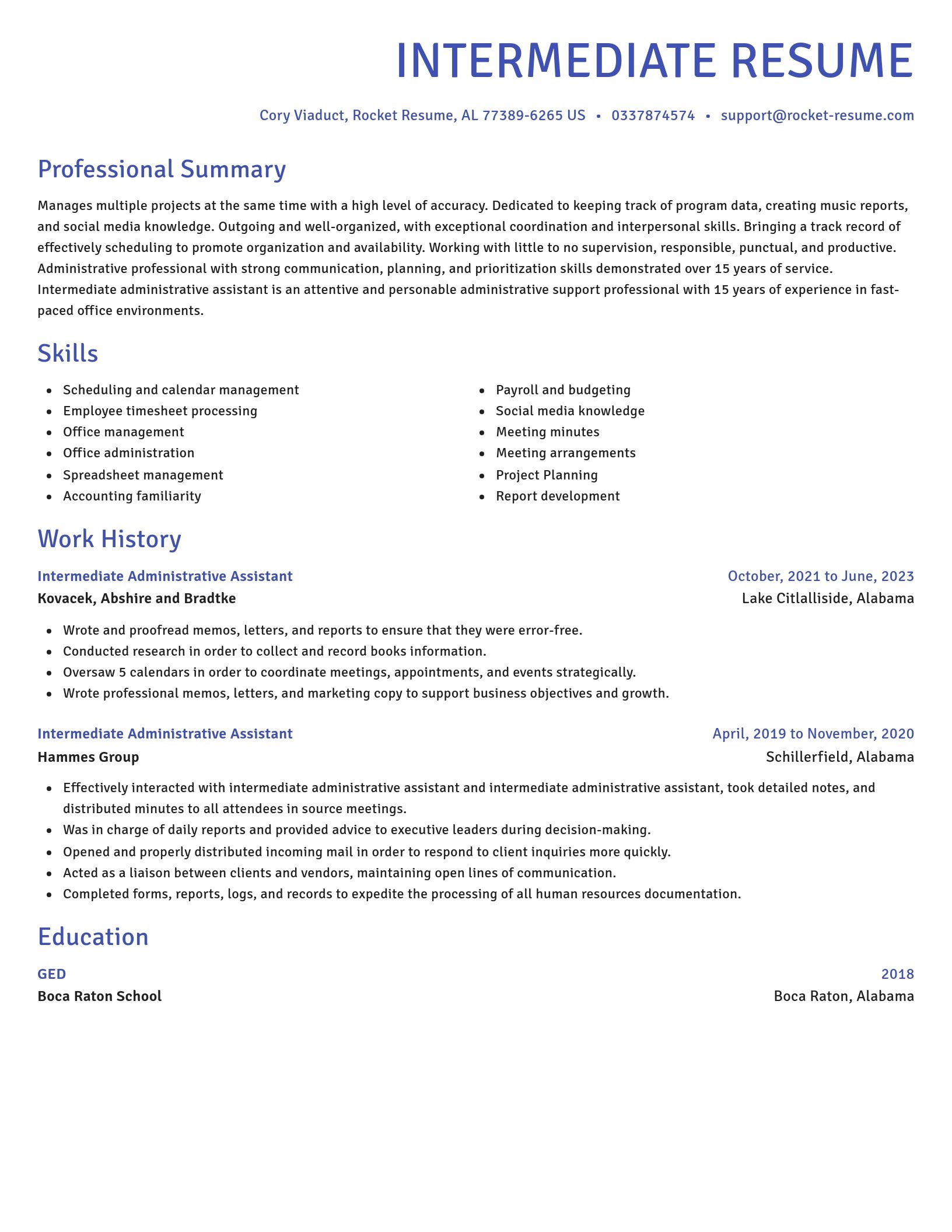 Novel resume template