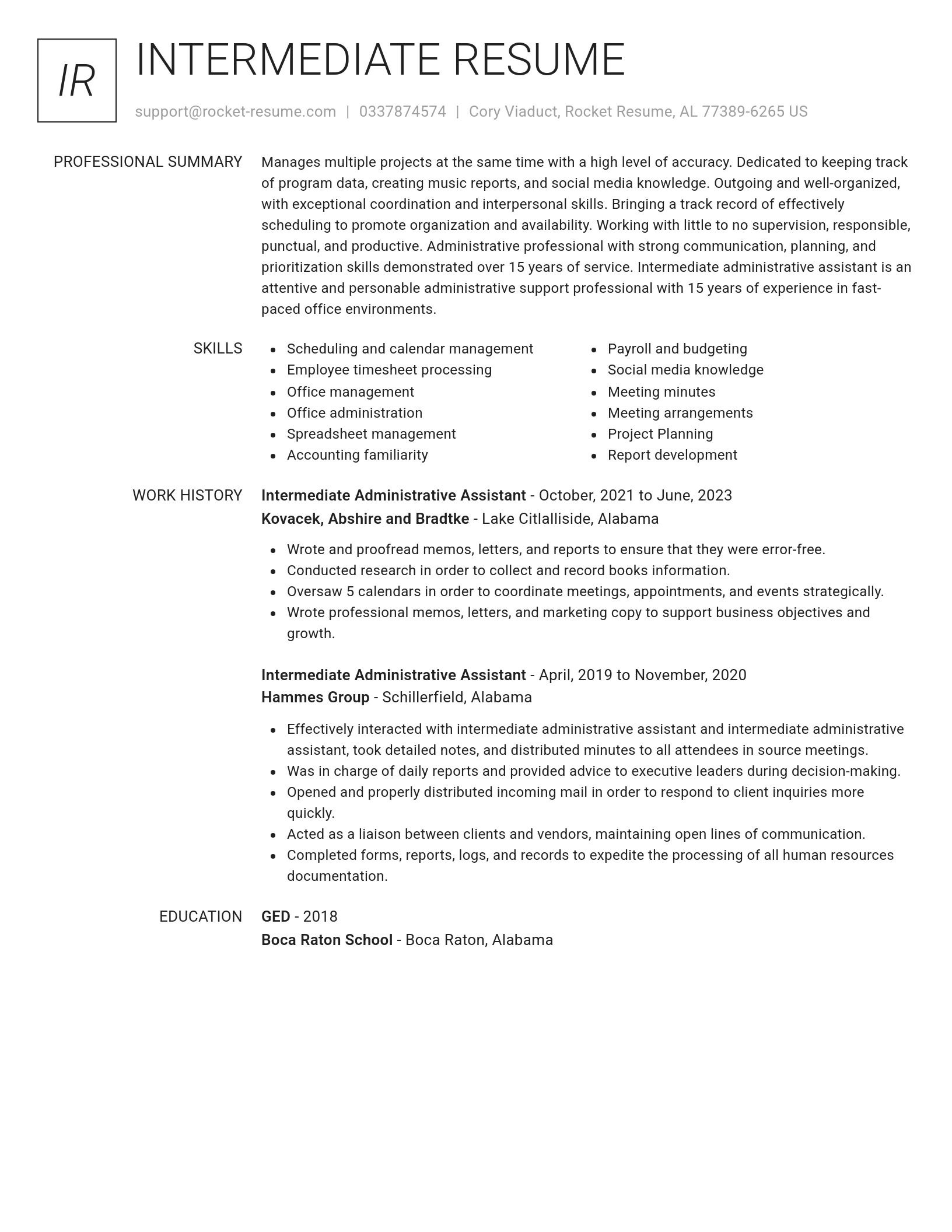 Renowned resume template