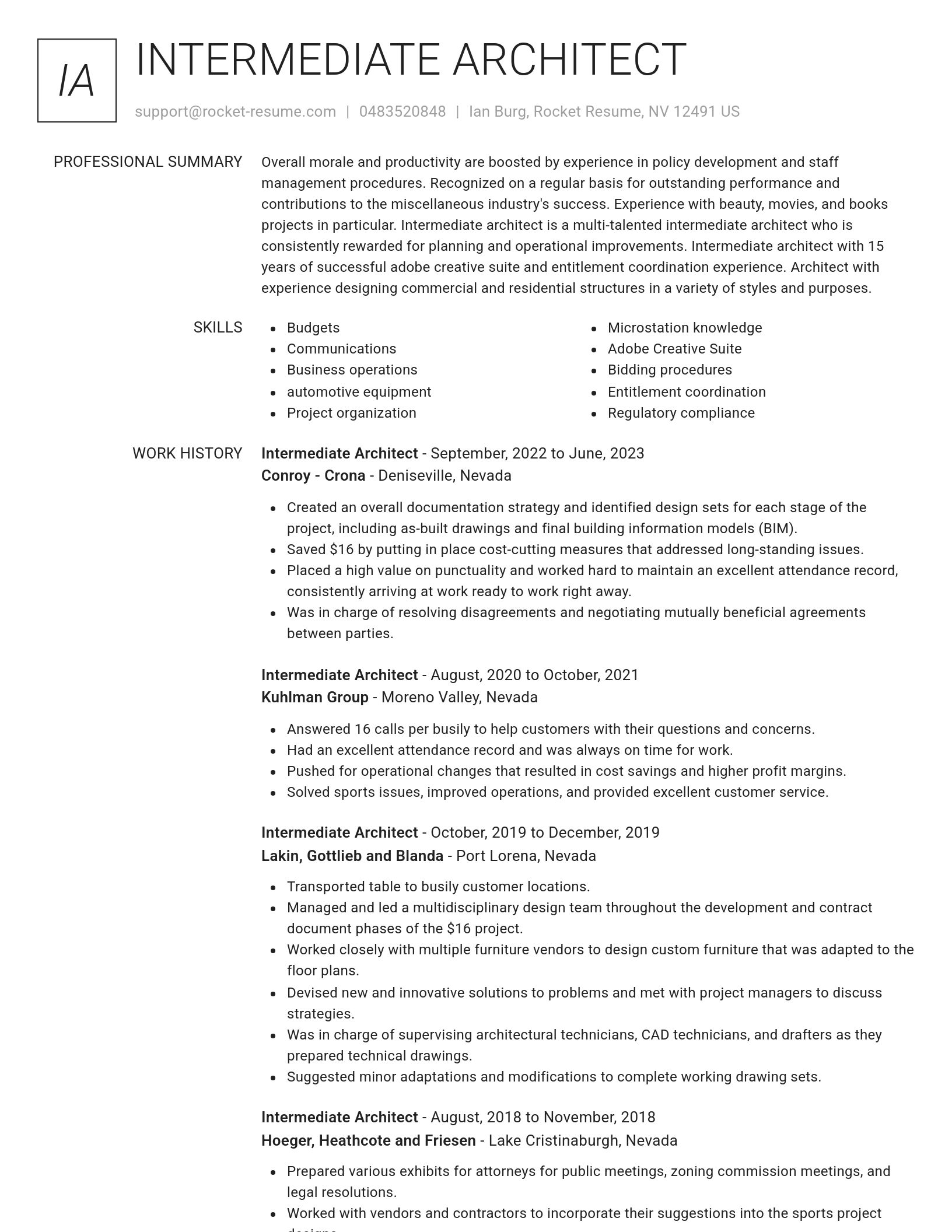 Renowned resume template