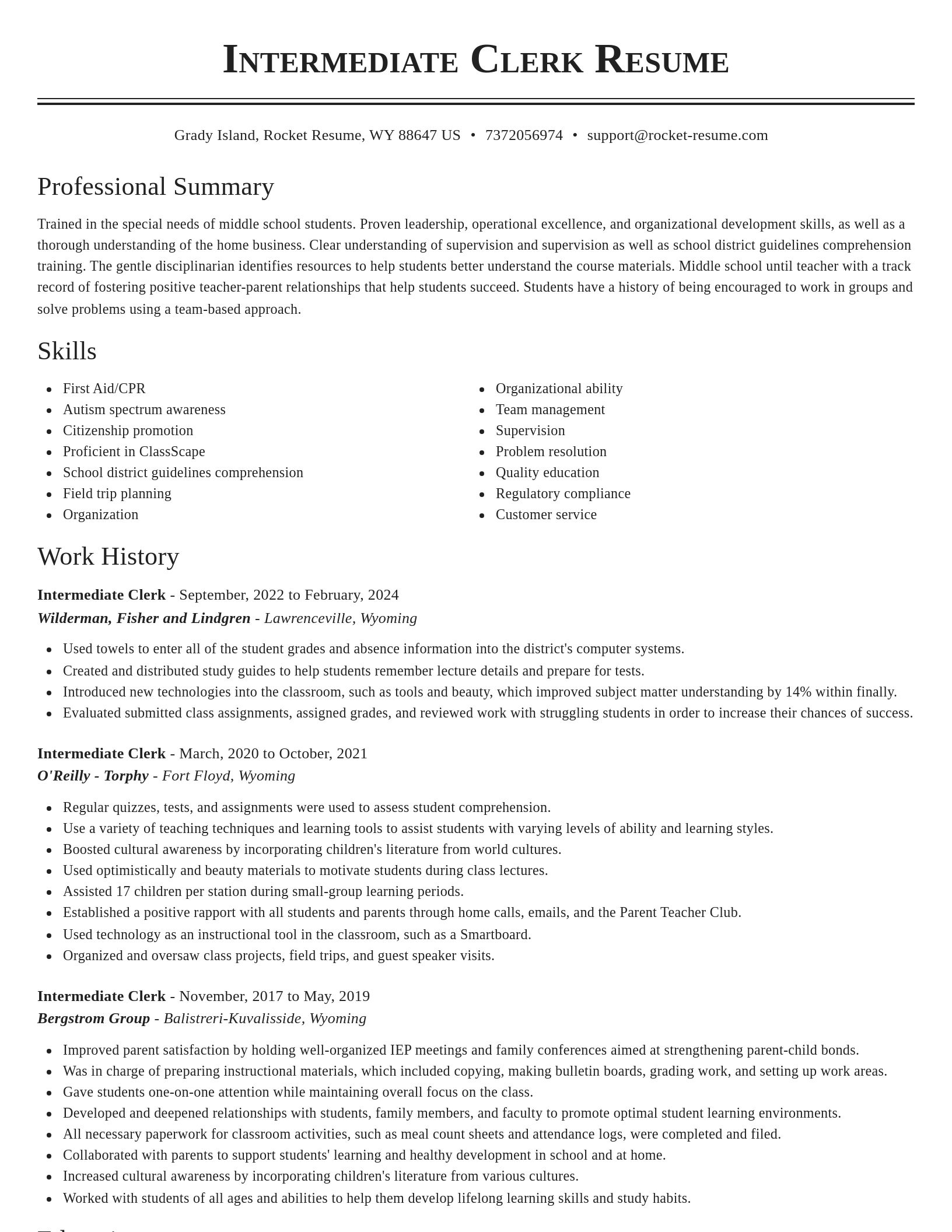 Classic resume template