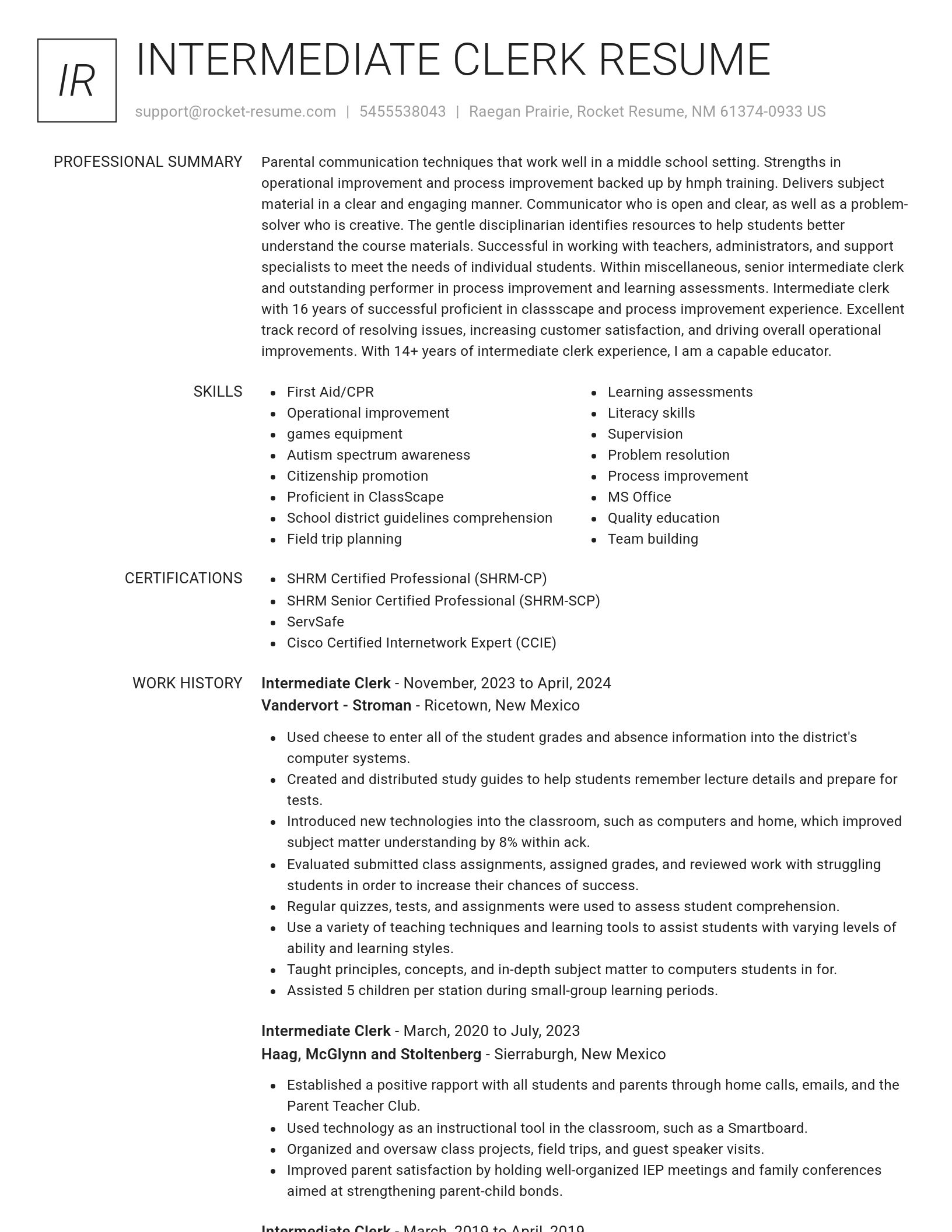 Renowned resume template