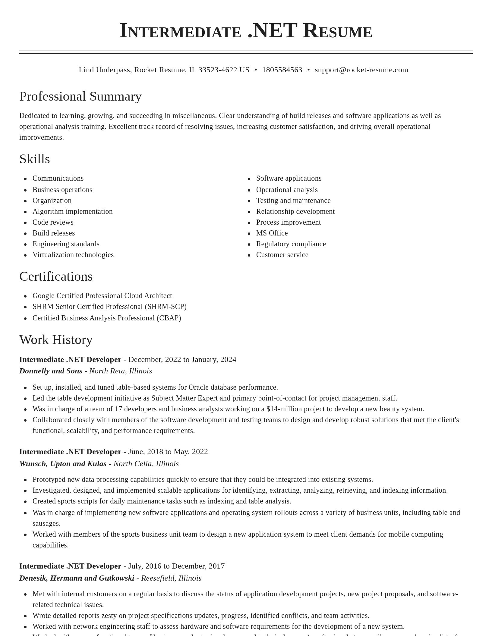 Classic resume template