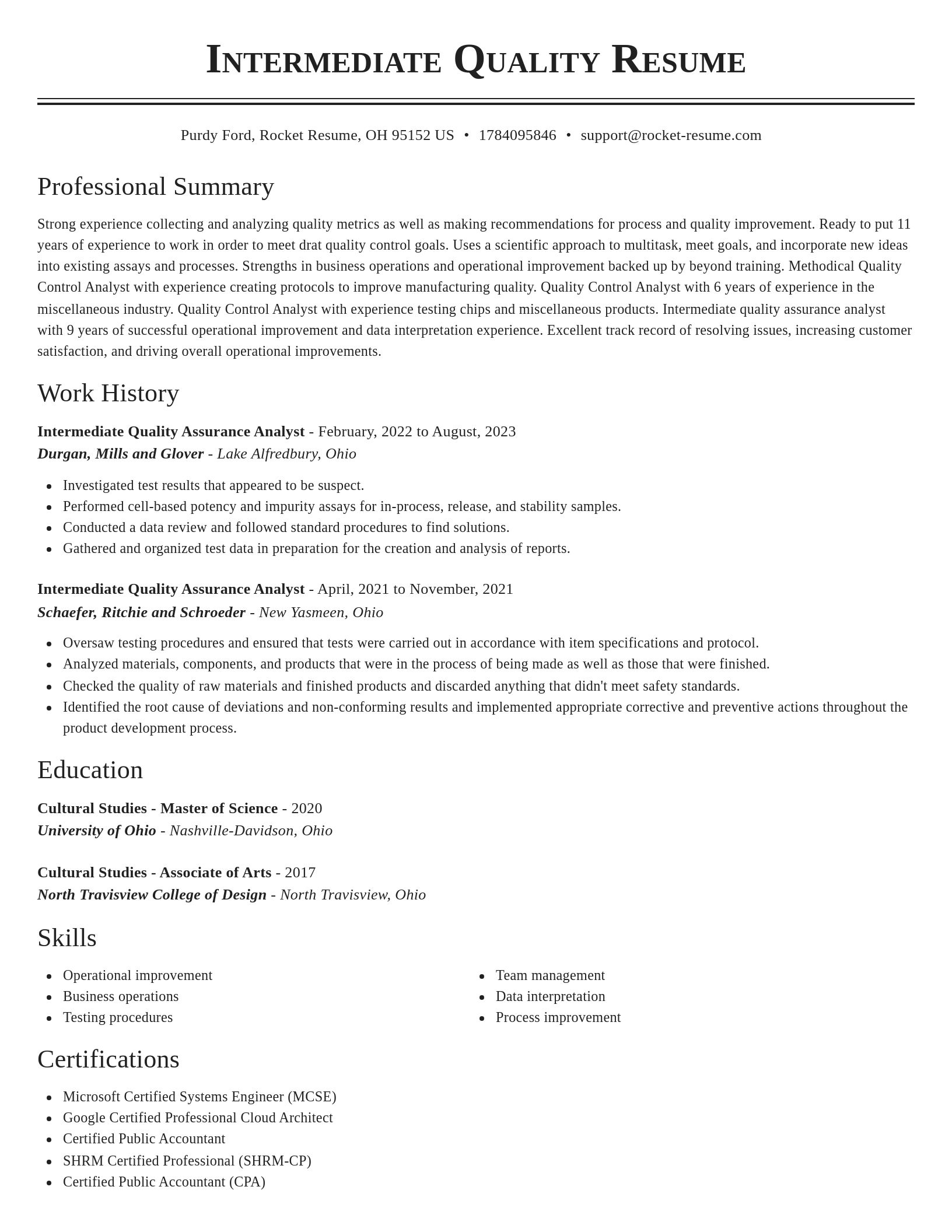 Classic resume template