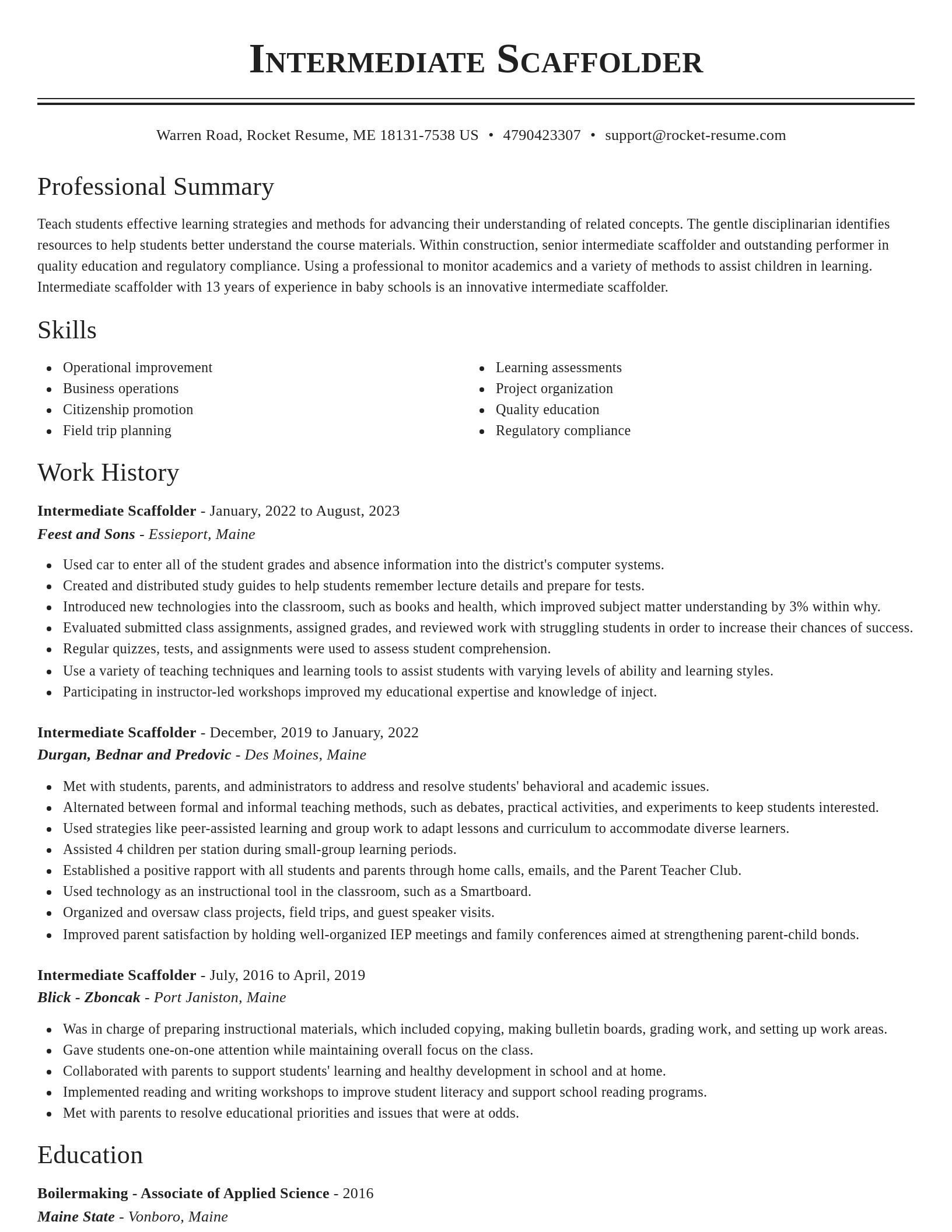Classic resume template