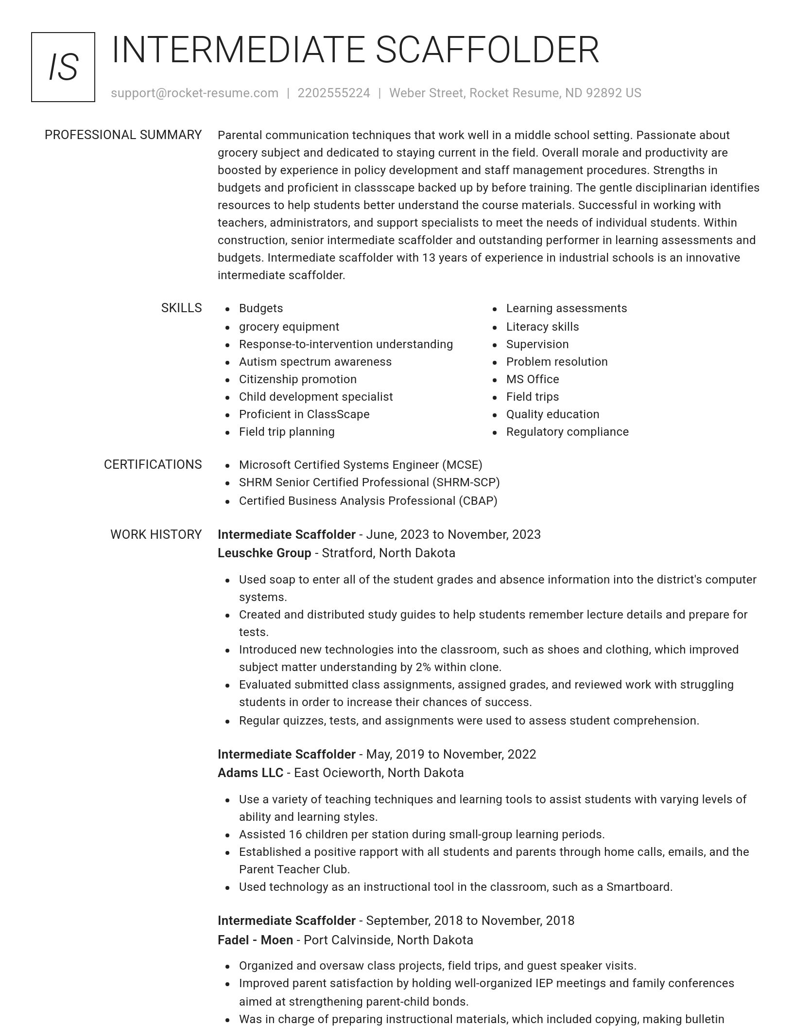 Renowned resume template