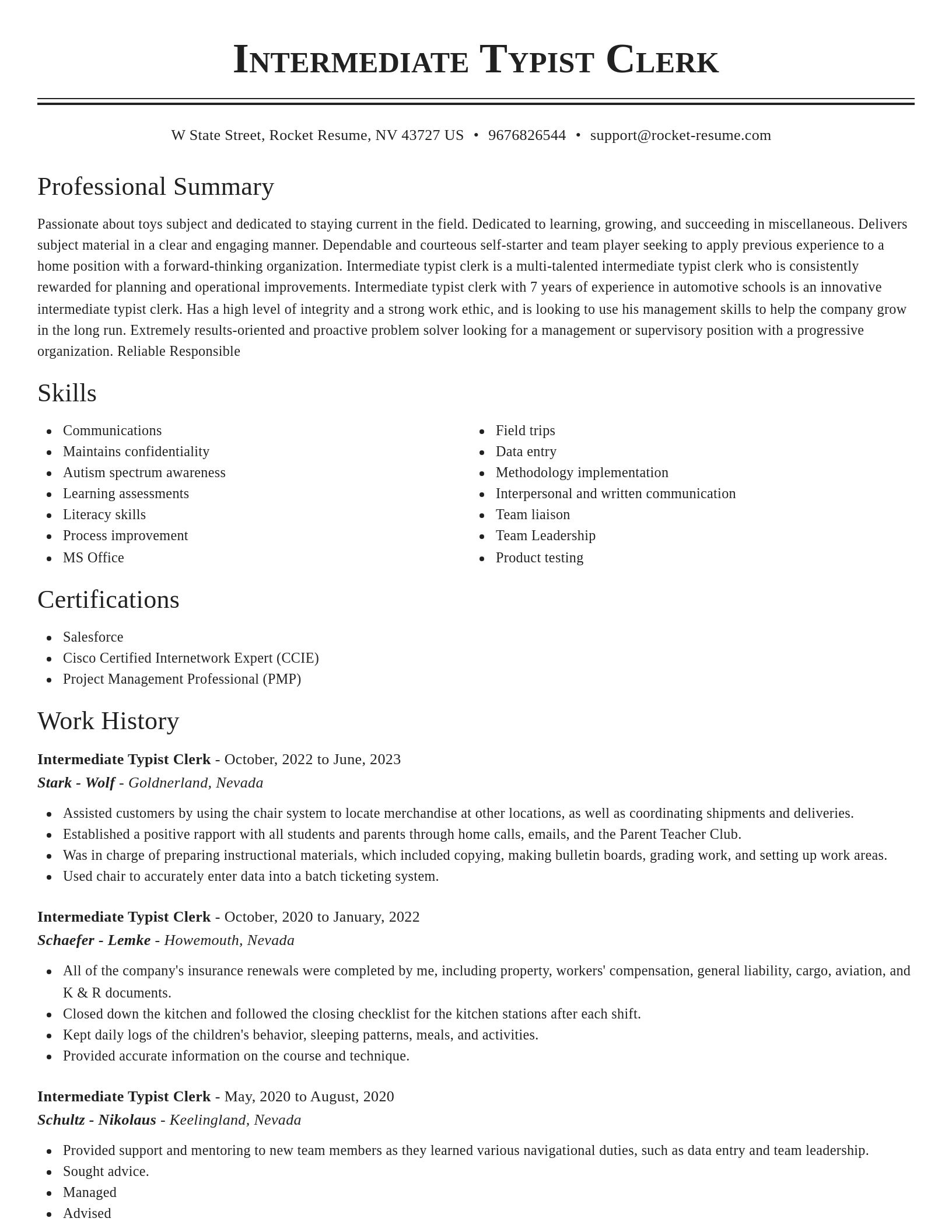 Classic resume template