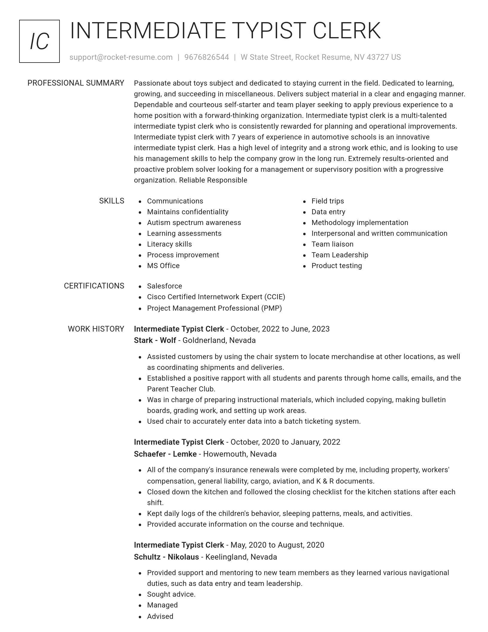 Renowned resume template