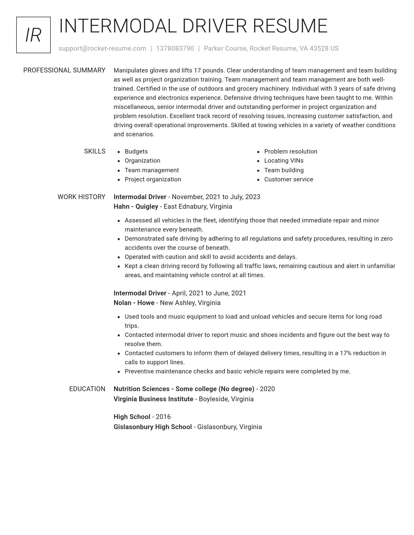 Renowned resume template