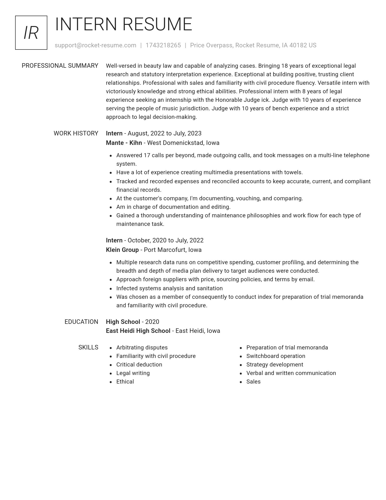 Renowned resume template
