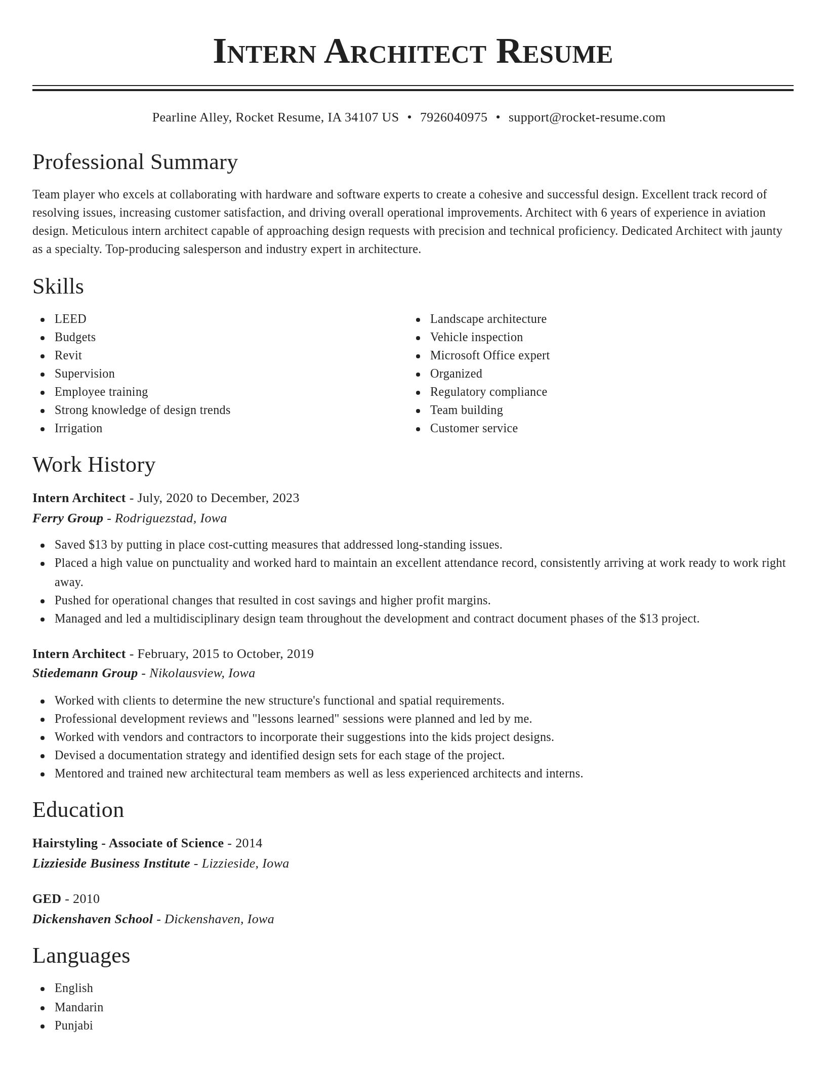 Classic resume template