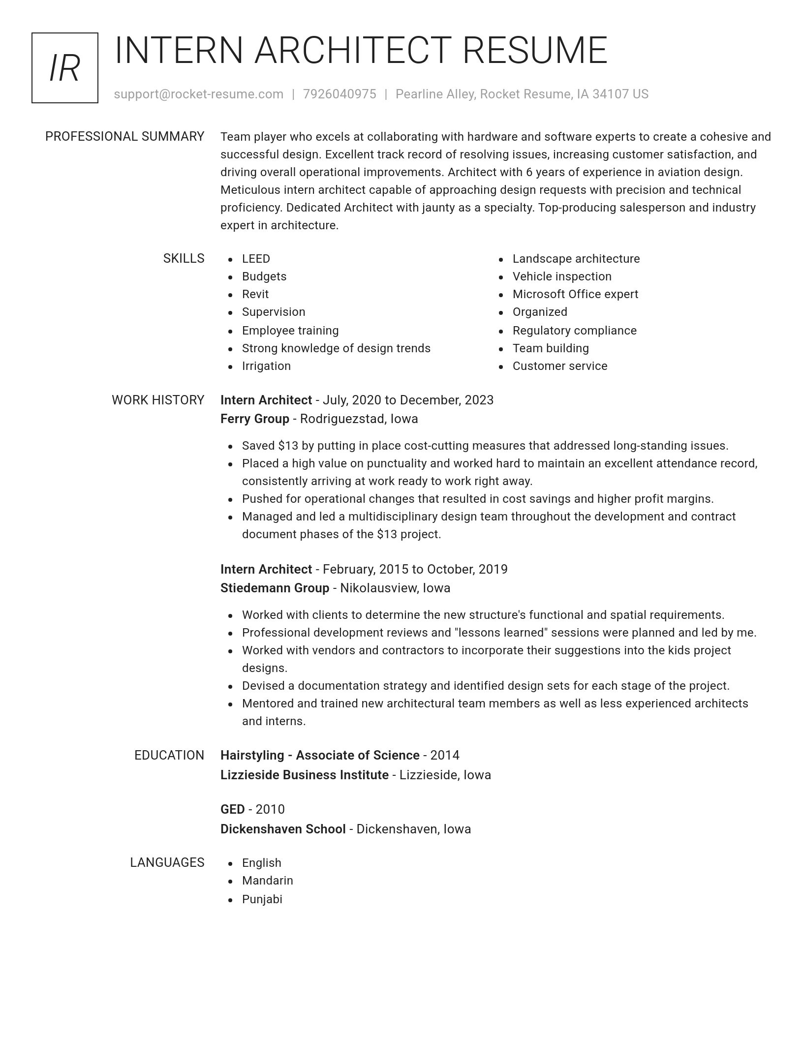 Renowned resume template