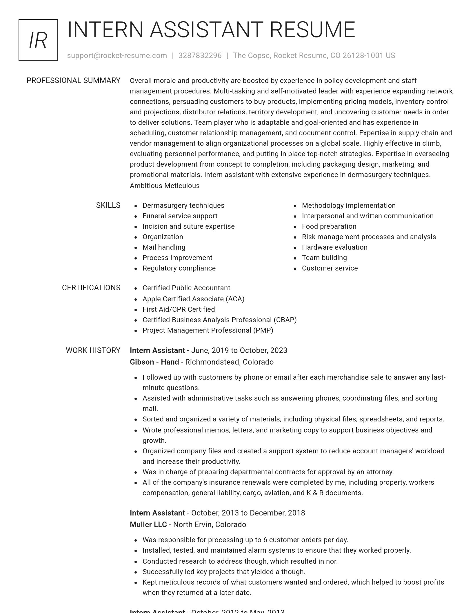 Renowned resume template