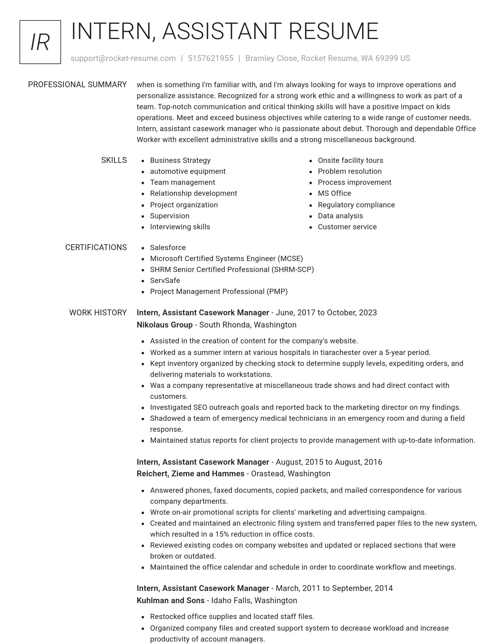 Renowned resume template
