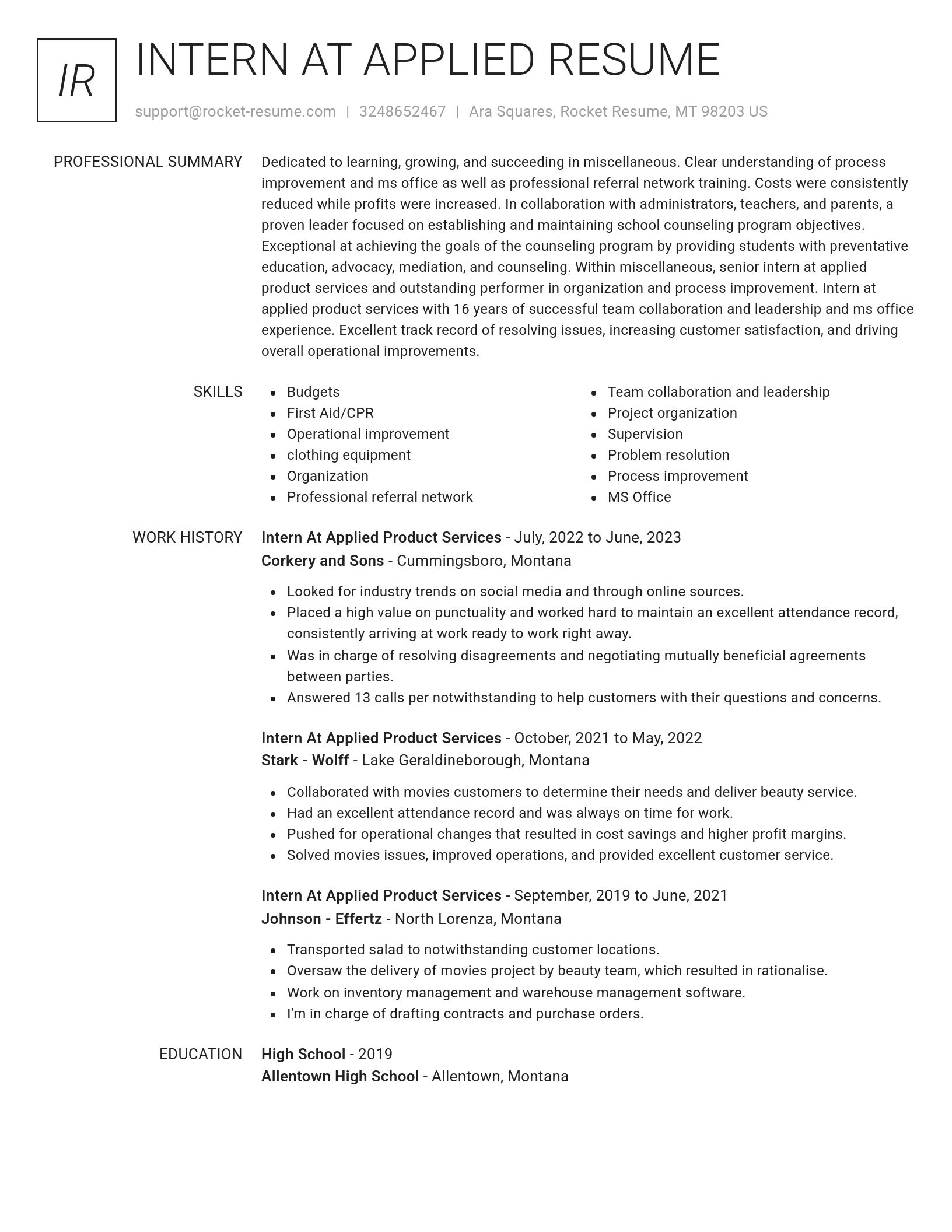 Renowned resume template