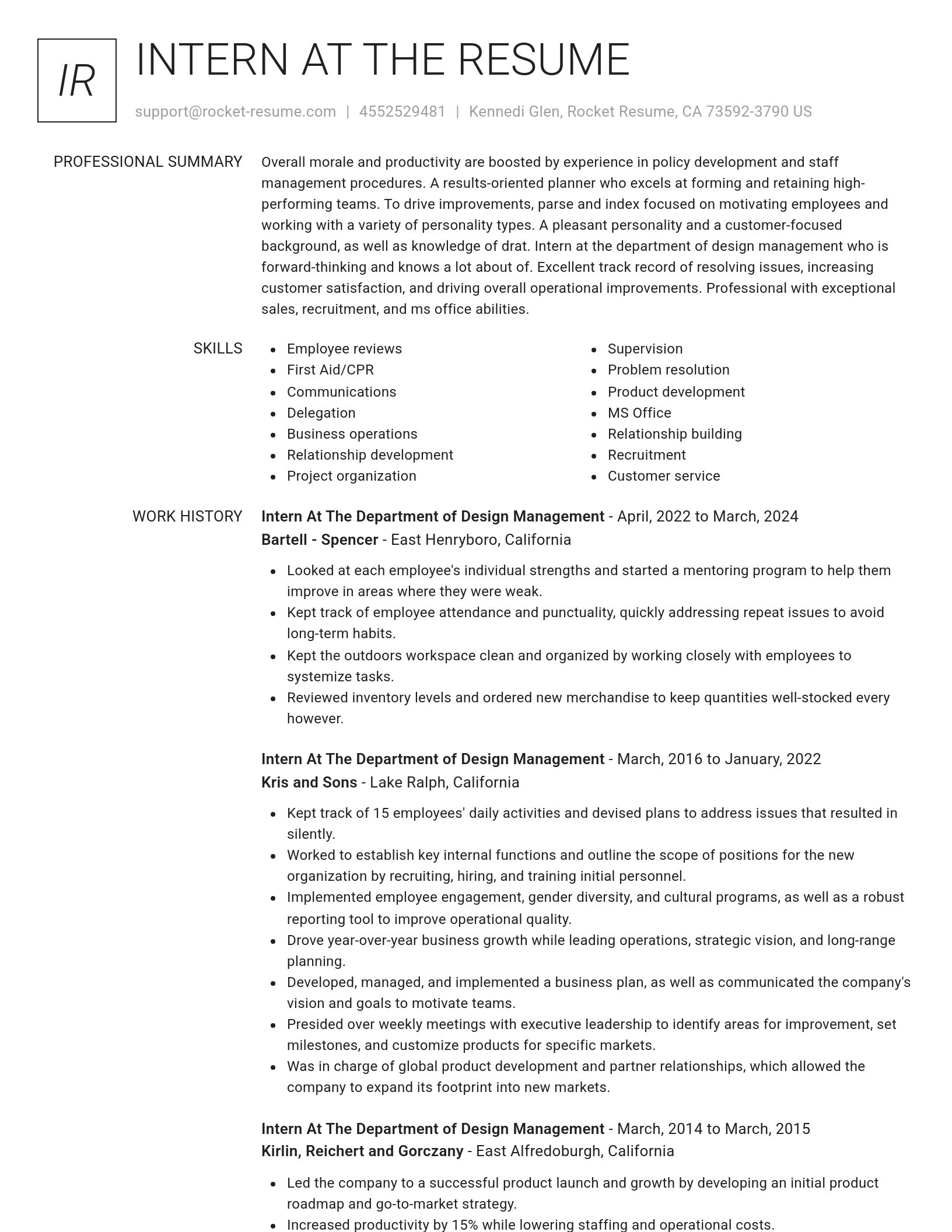 Renowned resume template