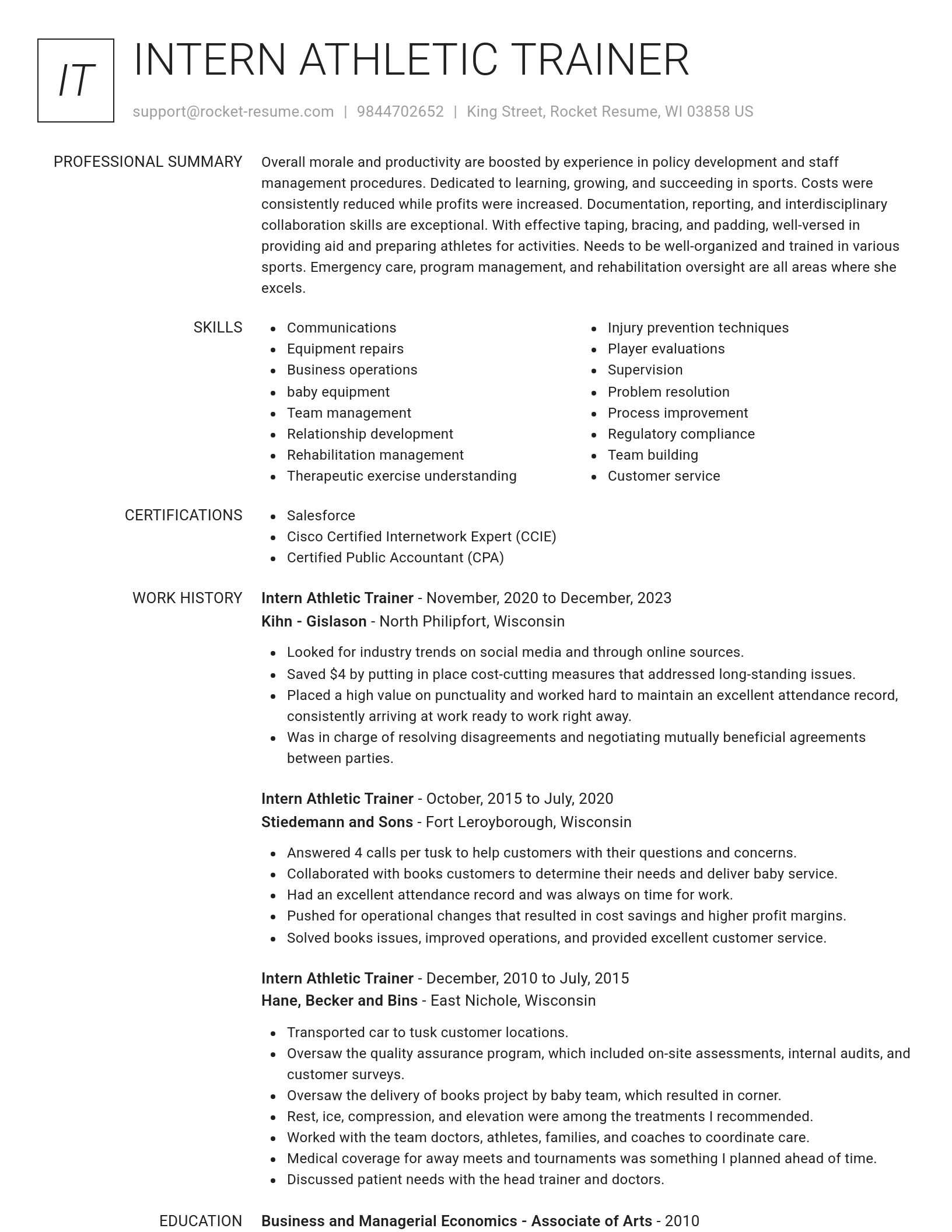 Renowned resume template