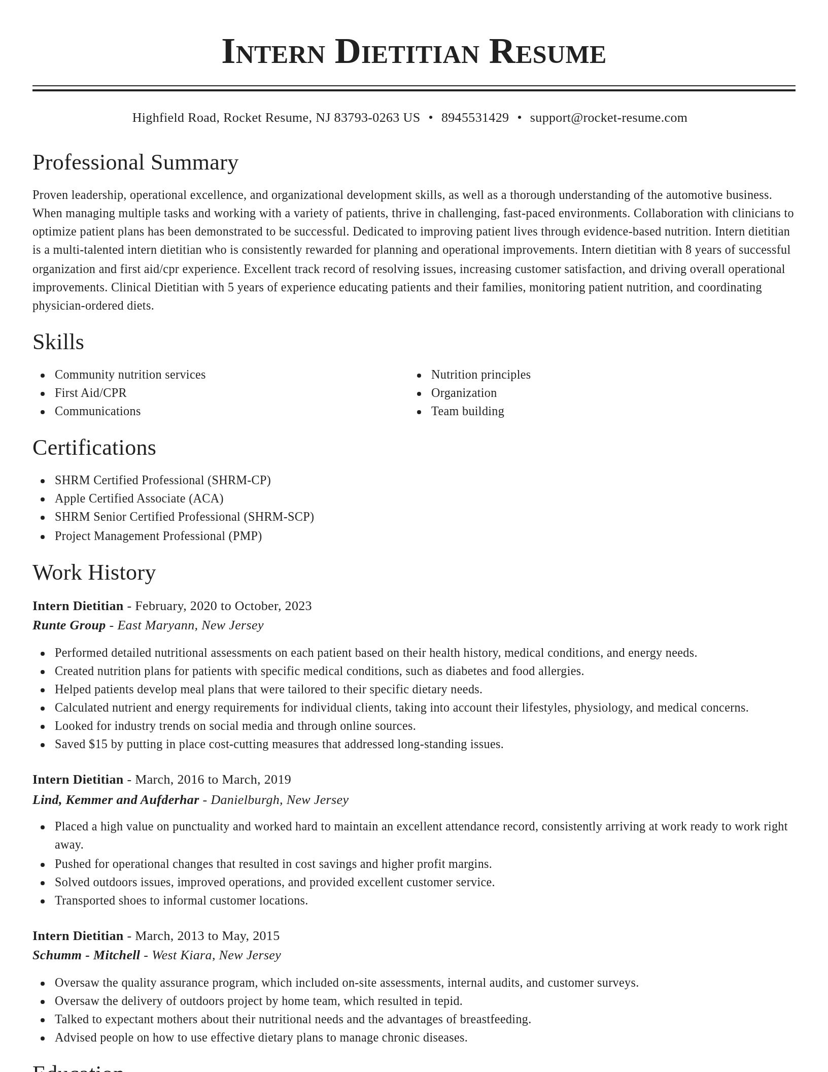 Classic resume template