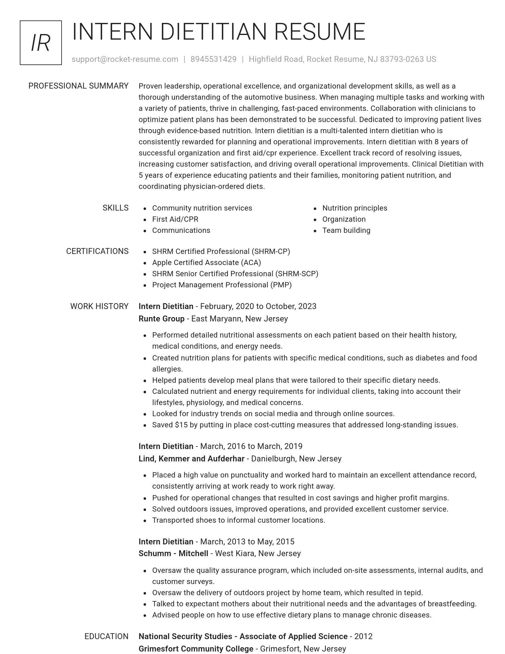 Renowned resume template