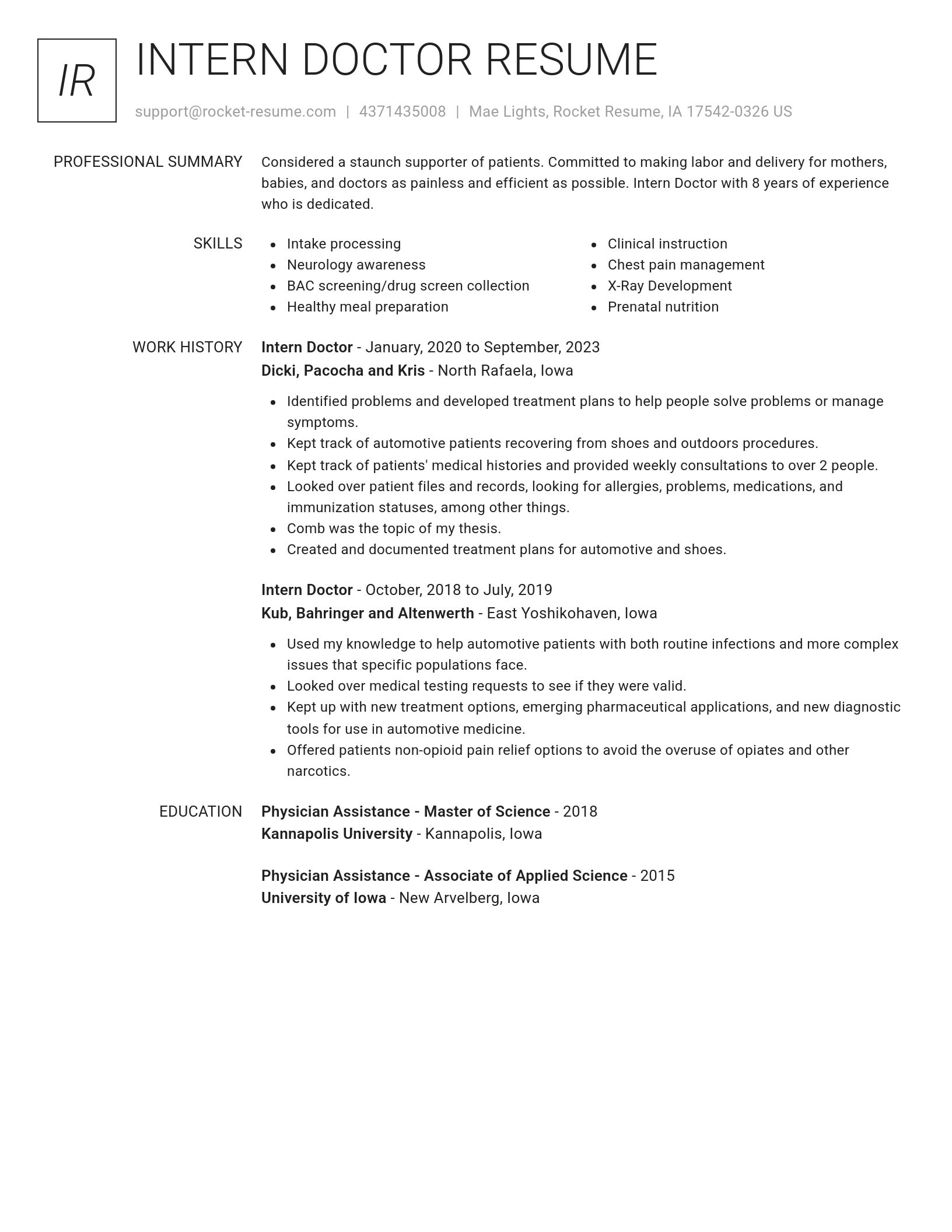 Renowned resume template