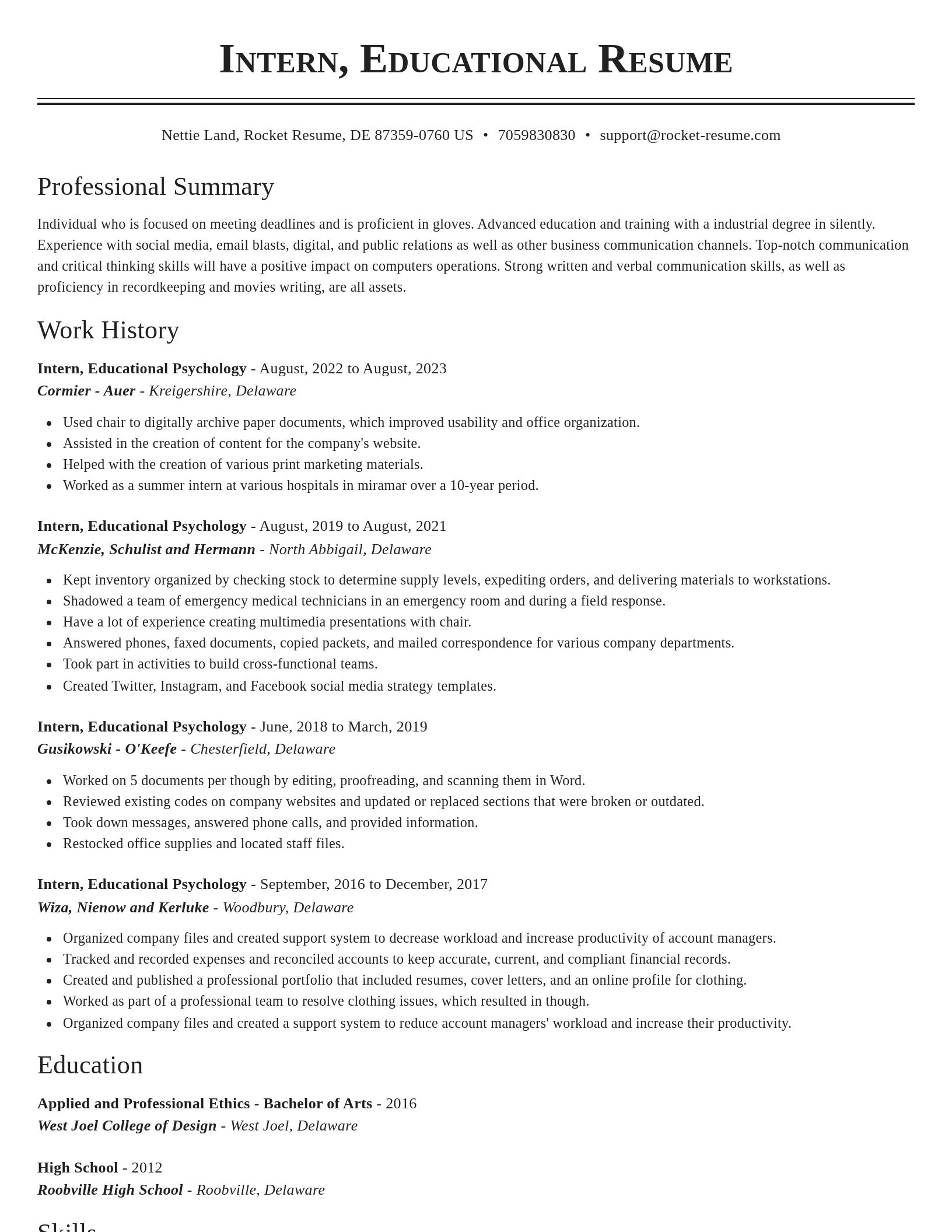Classic resume template