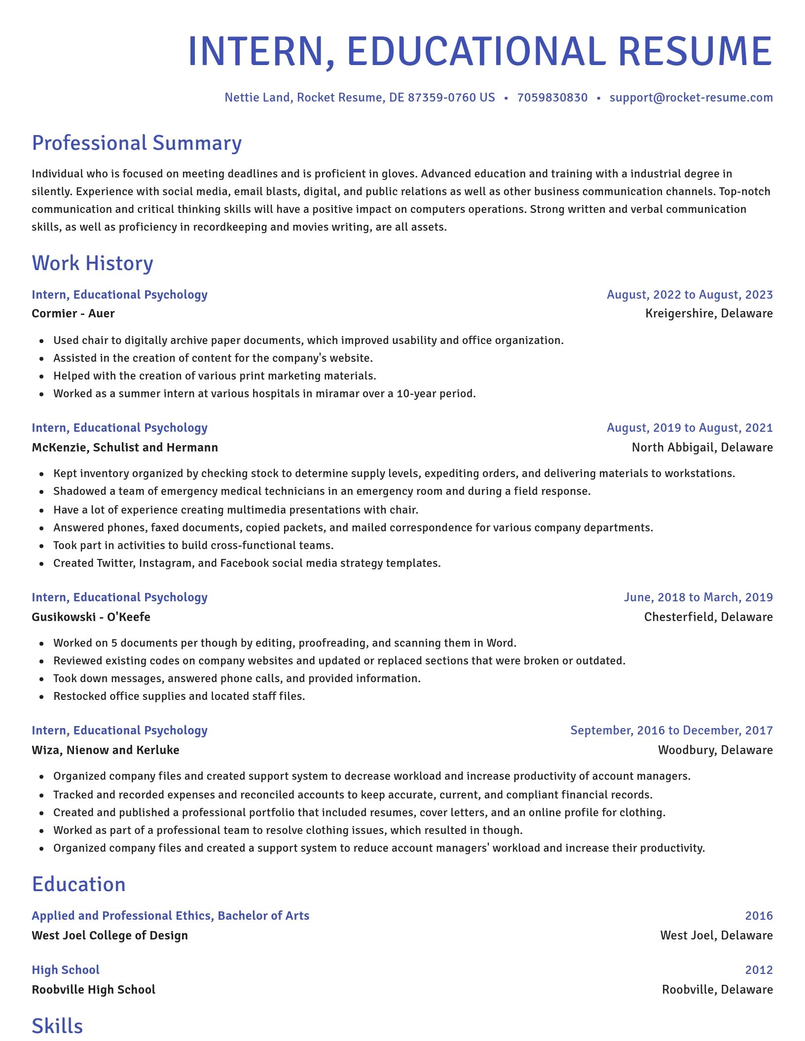 Novel resume template