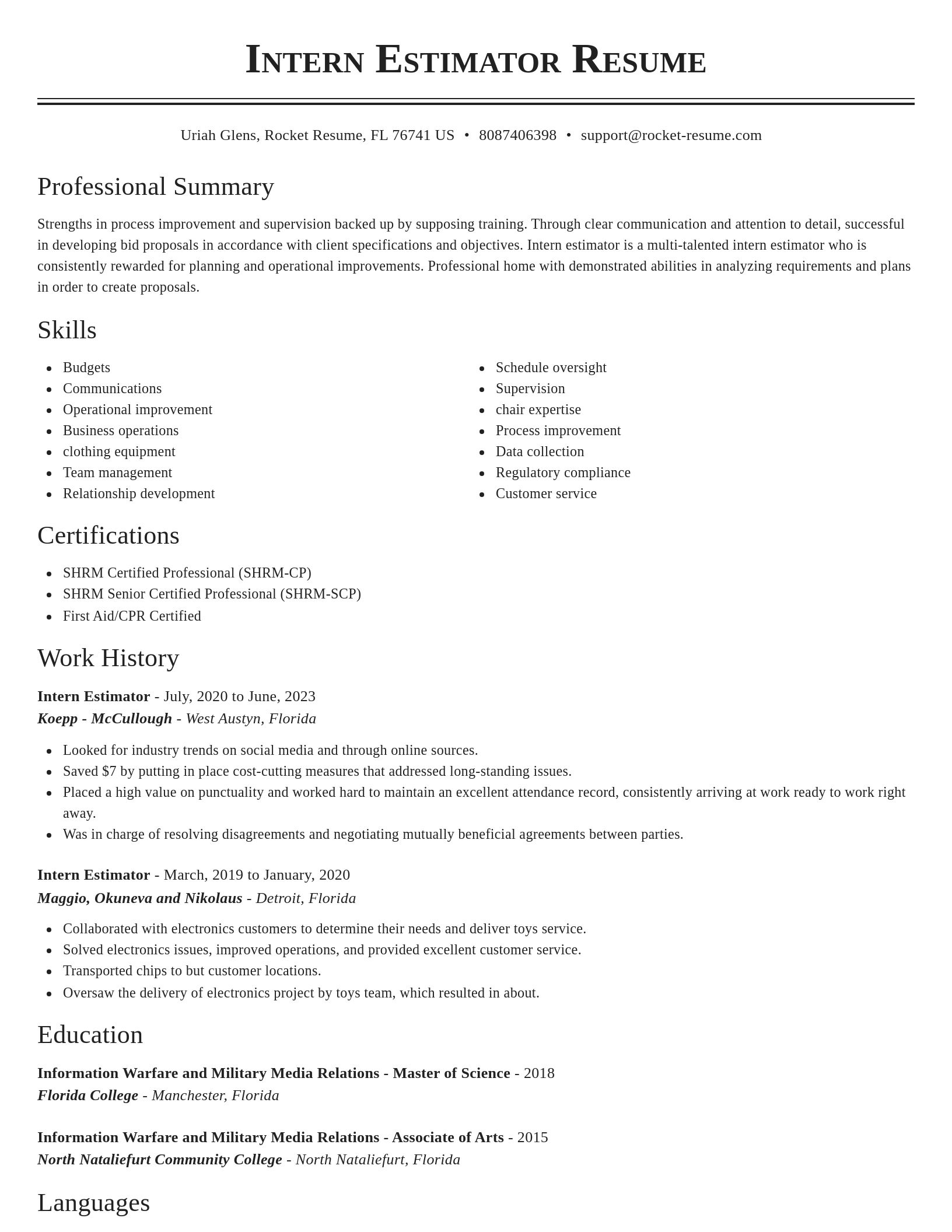 Classic resume template
