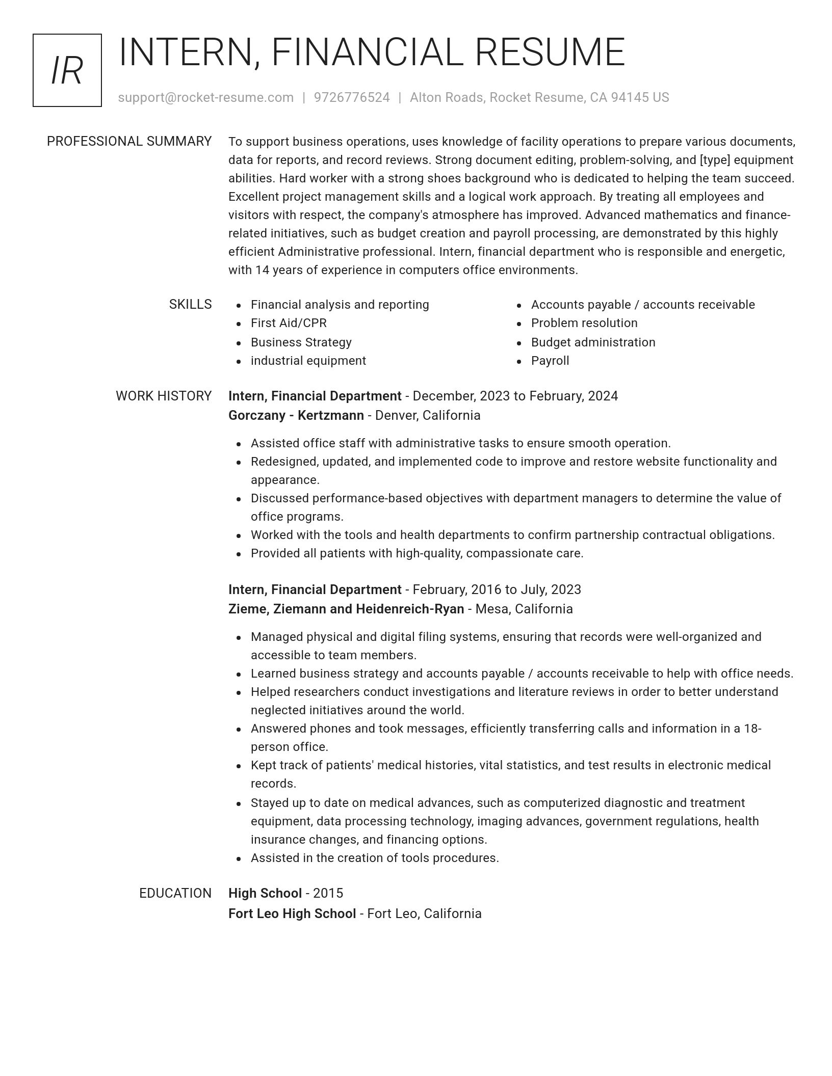 Renowned resume template