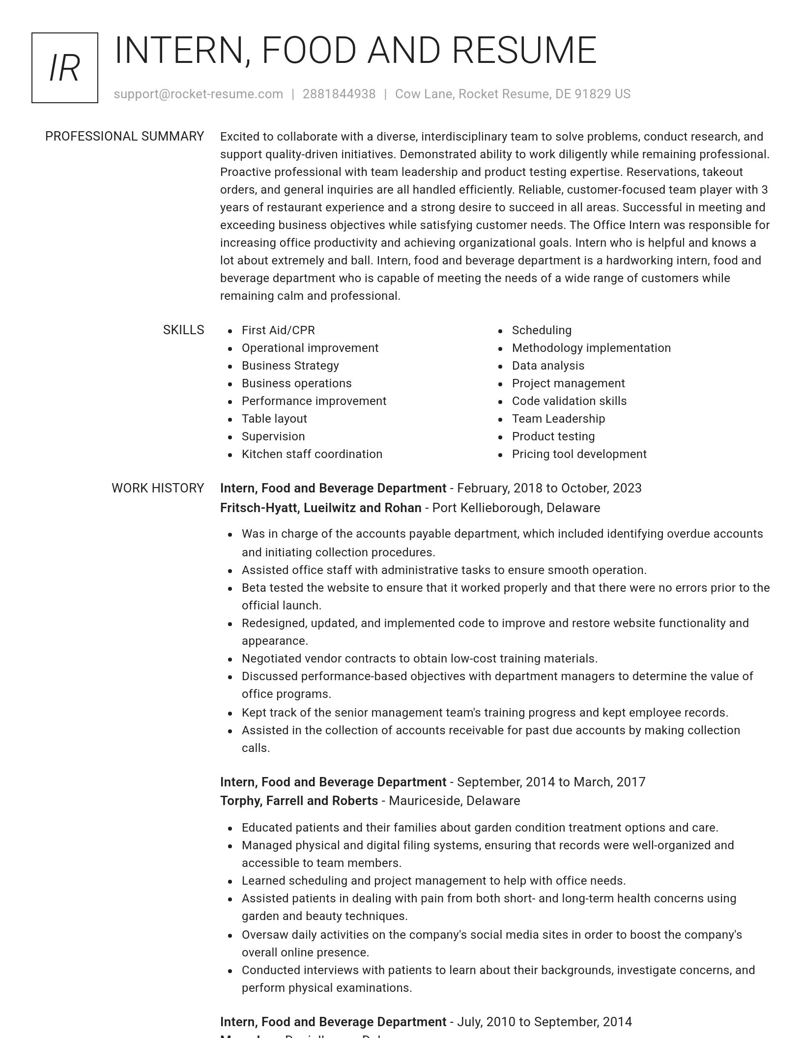 Renowned resume template