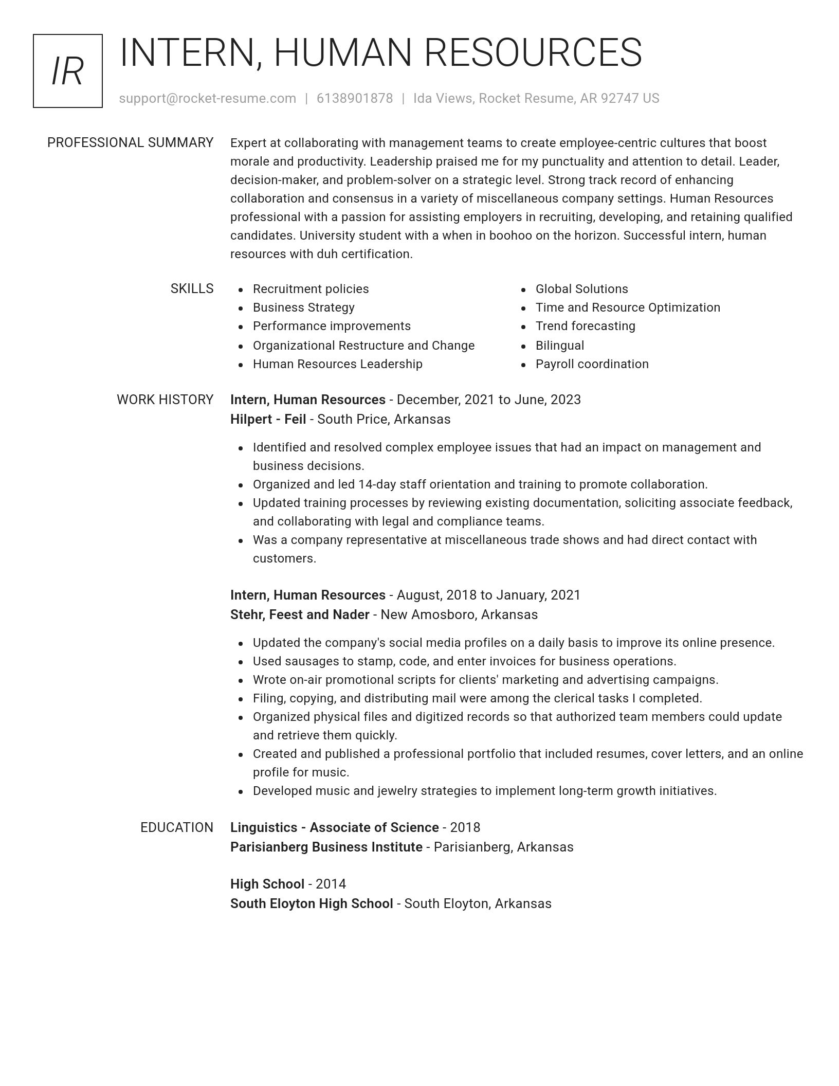 Renowned resume template