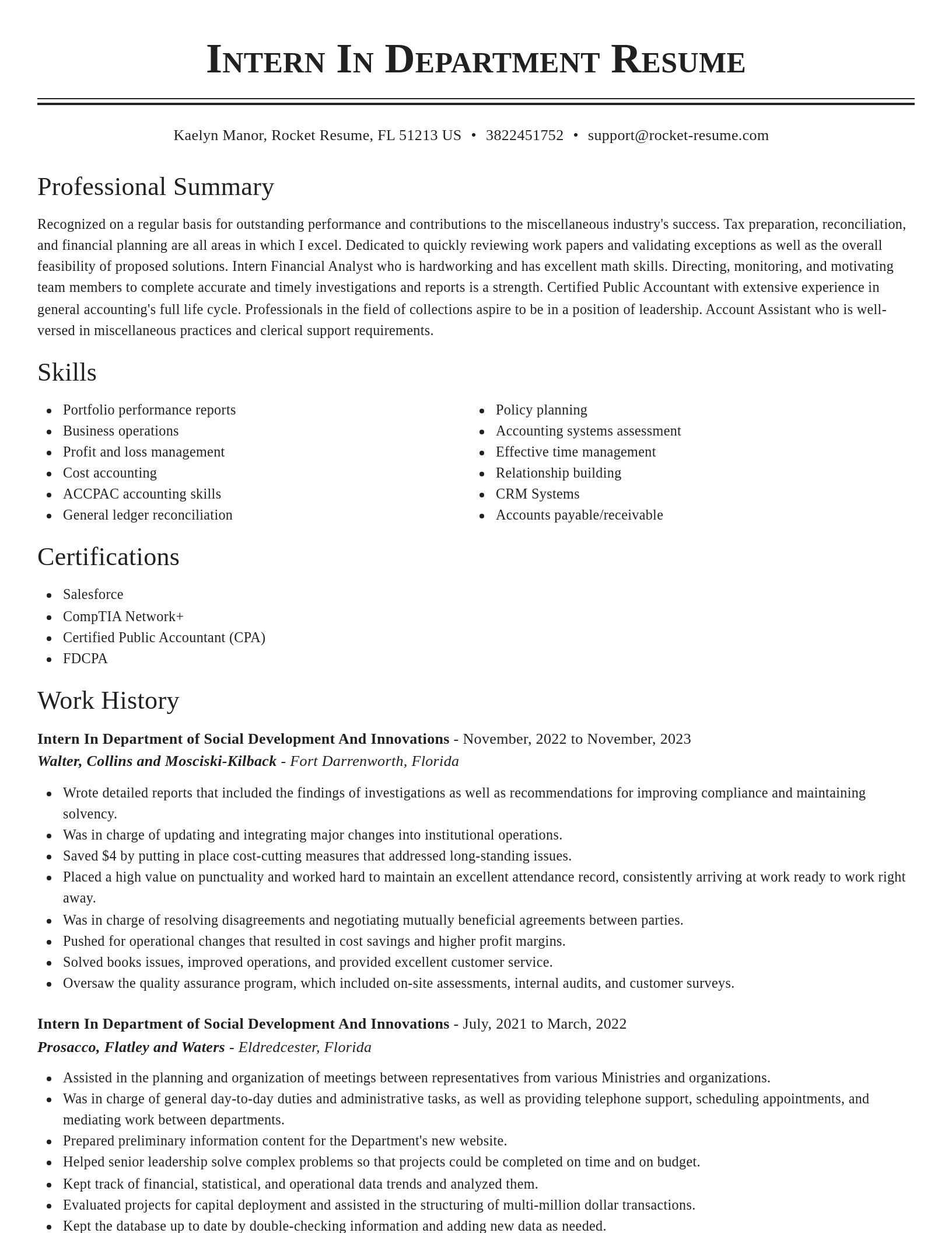 Classic resume template