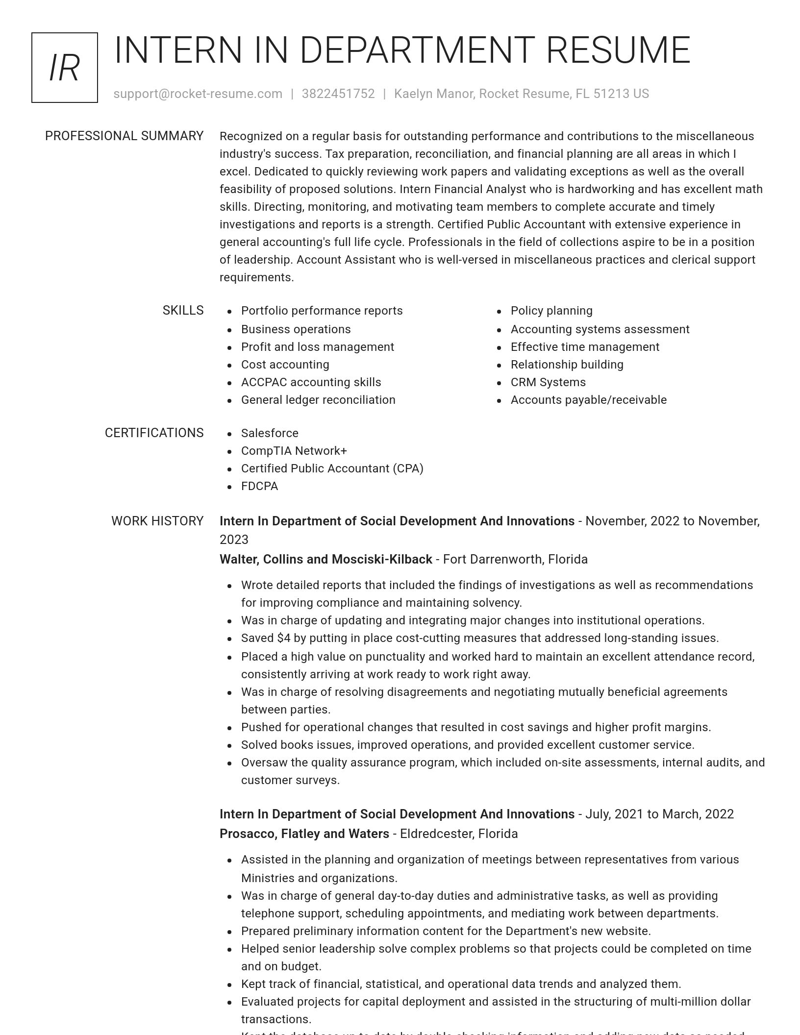 Renowned resume template