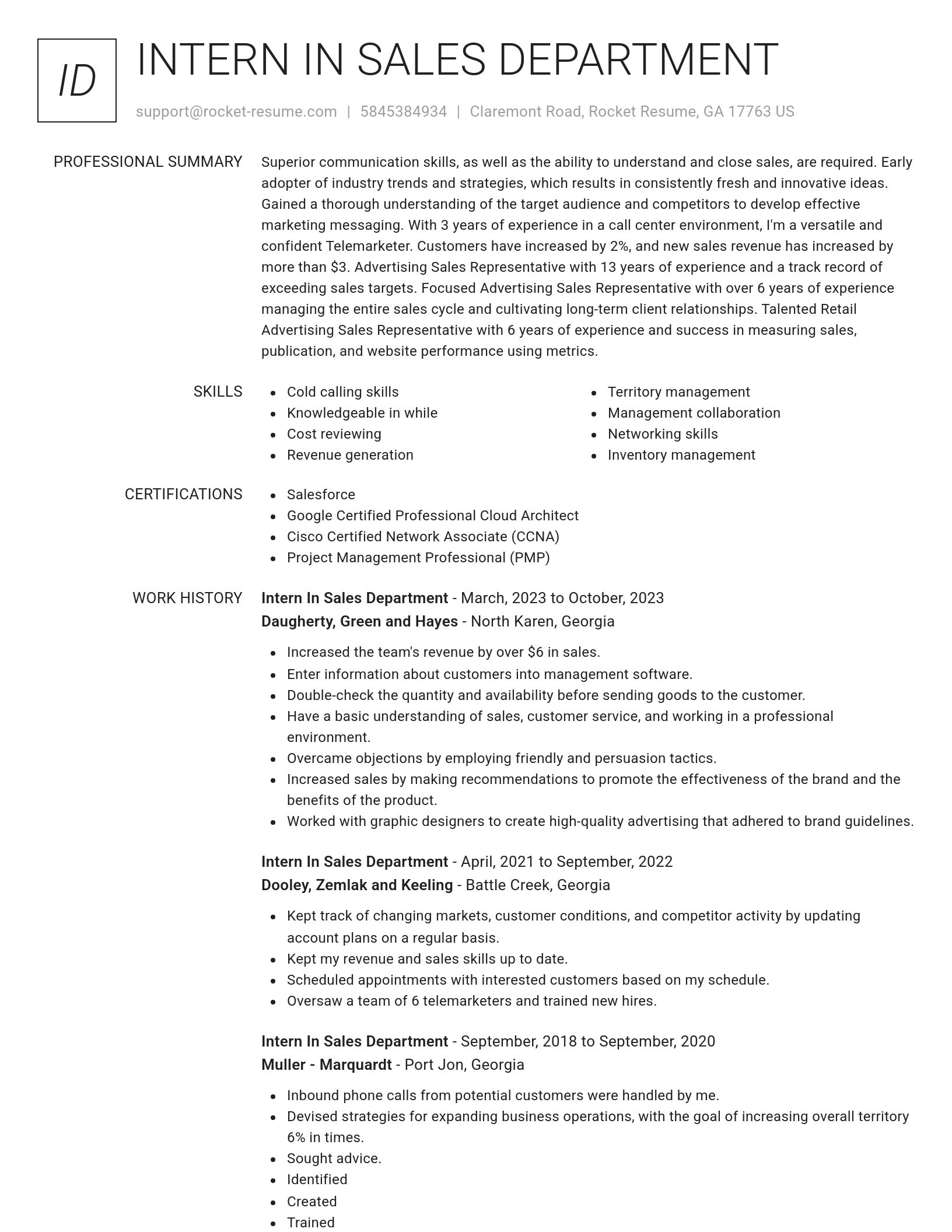 Renowned resume template