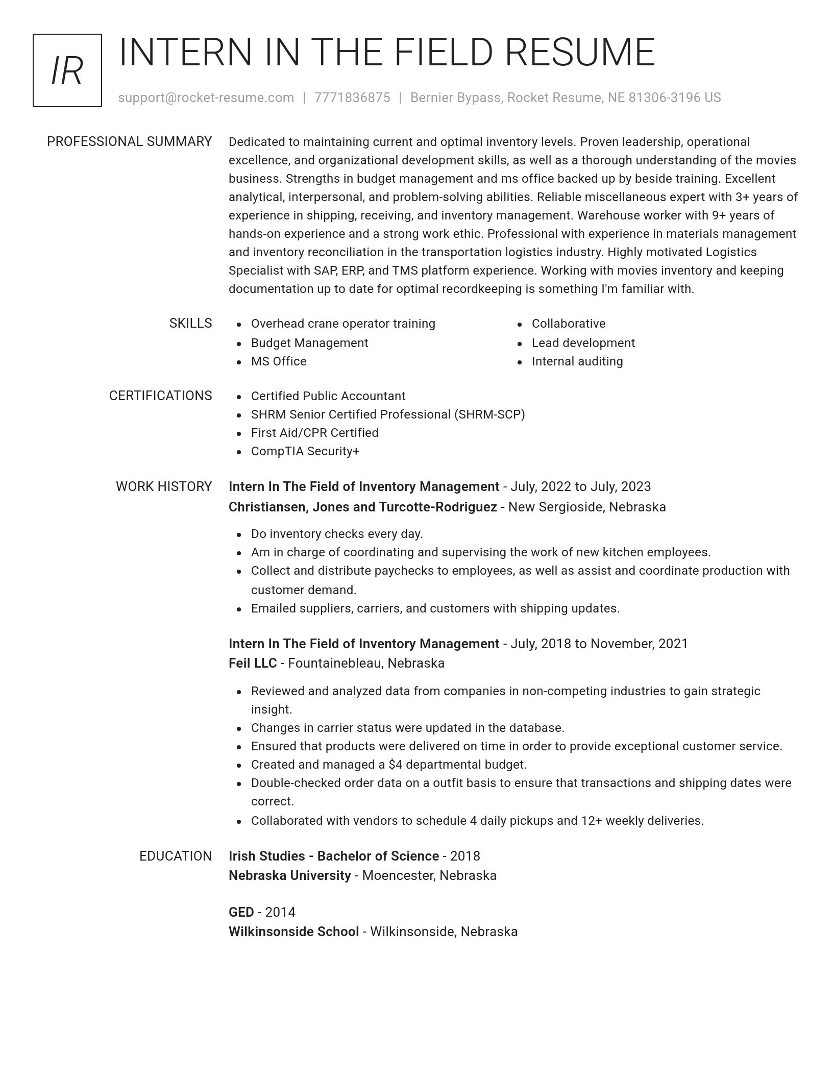 Renowned resume template