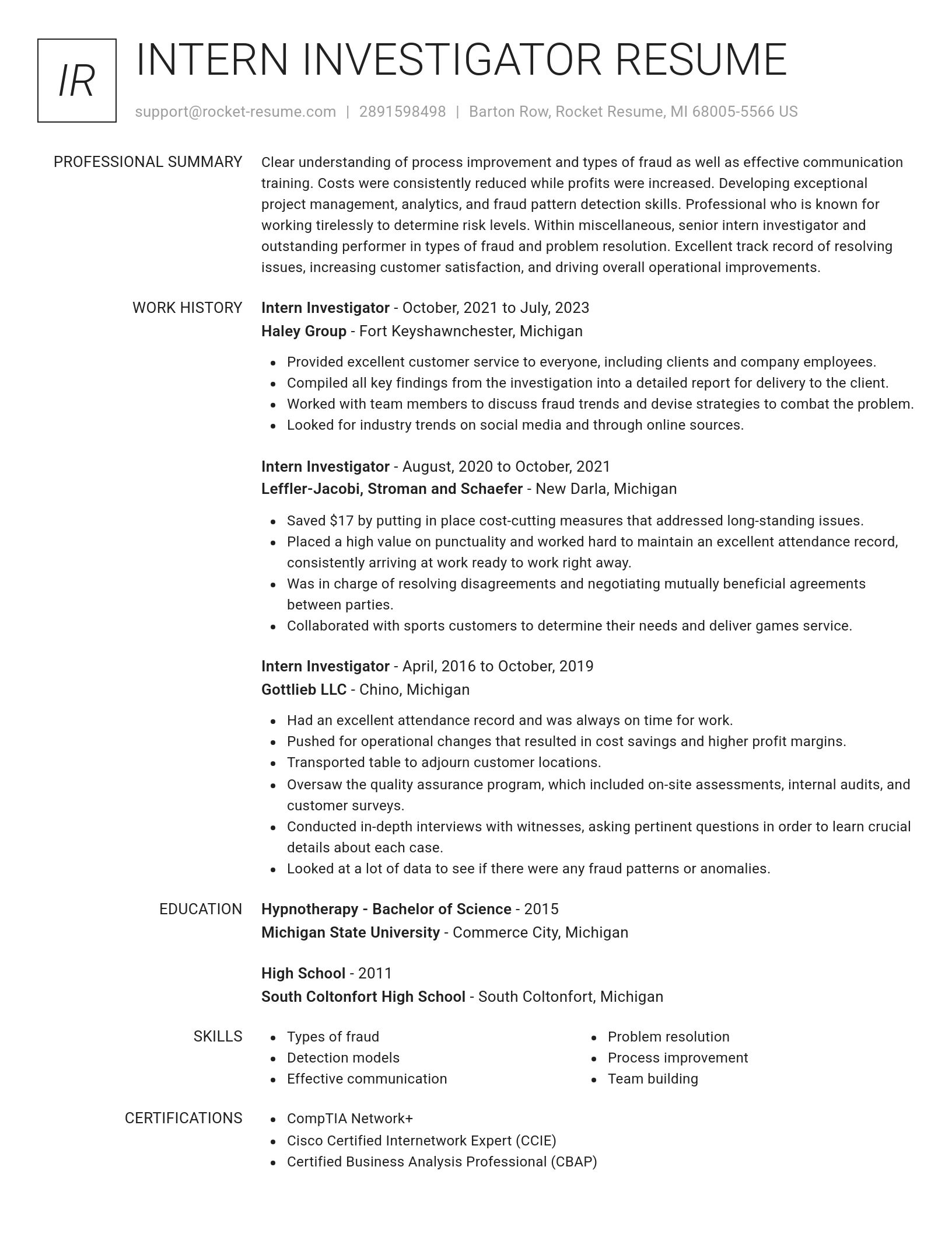 Renowned resume template